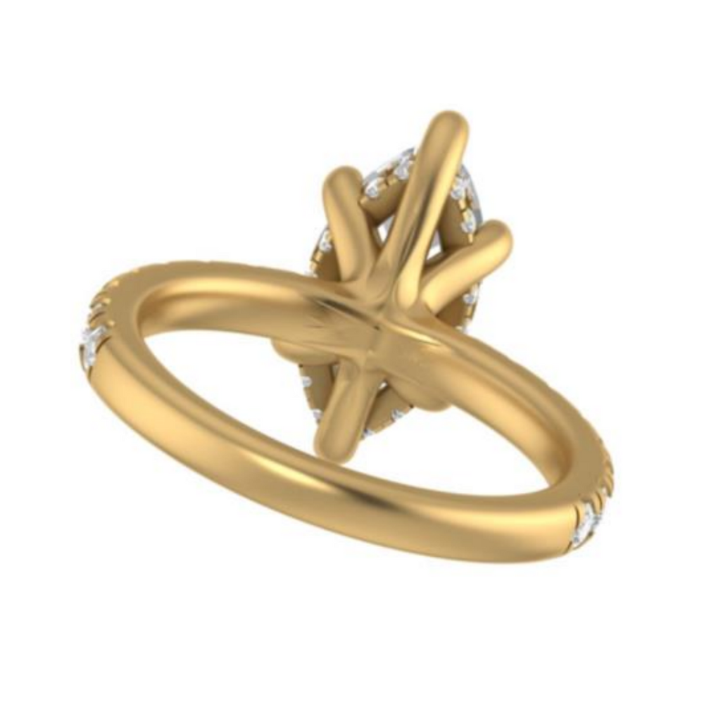 The "Raine" — 14K Yellow Gold Certified 2.57CTW. Marquise-Cut Lab-Grown Diamond Accented Engagement Ring