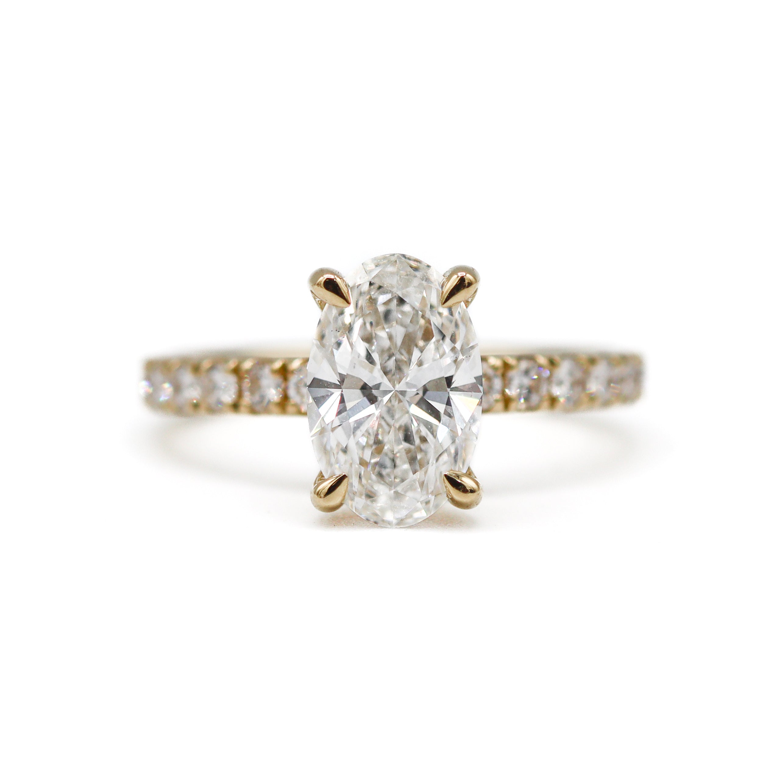 The "Raylen" — 14K Yellow Gold Certified 2.58CTW. Oval Lab-Grown Diamond Accented Engagement Ring