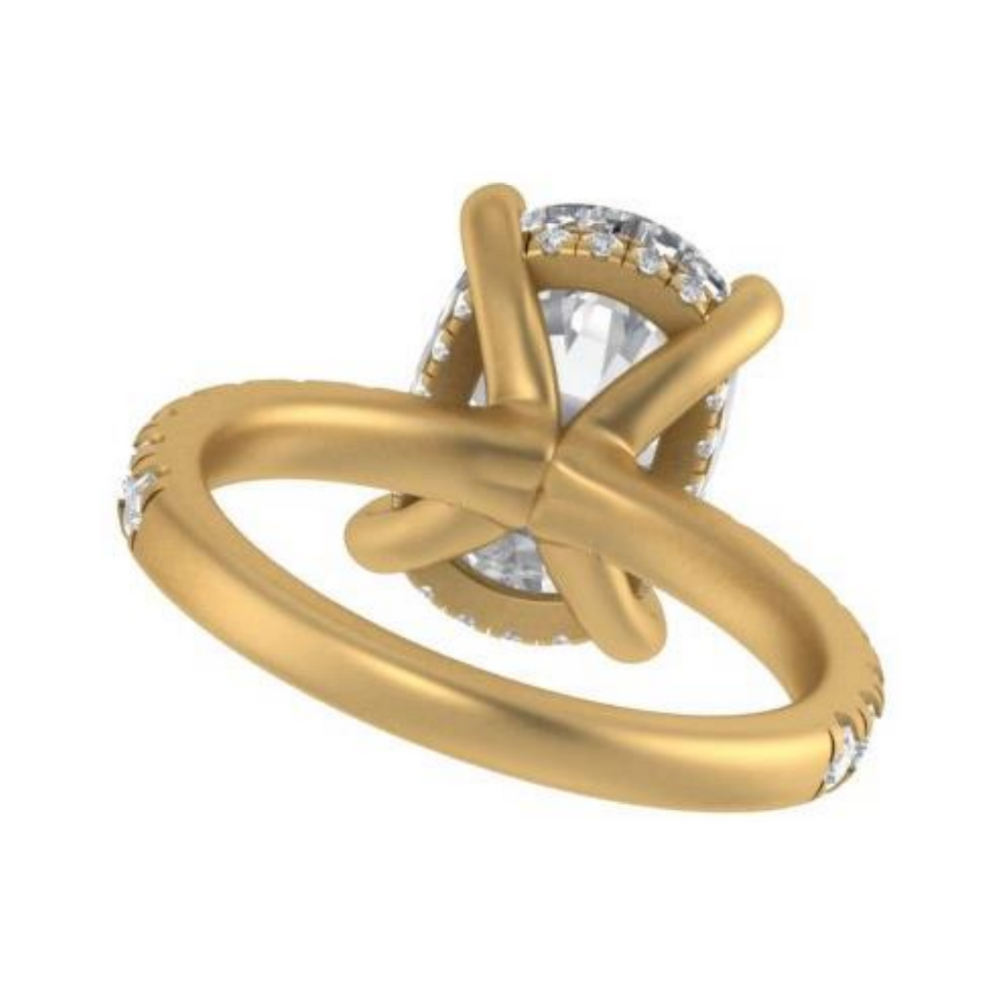 The "Faith" — 14K Yellow Gold 4.73CTW. Certified Elongated-Cushion Lab-Grown Diamond Accented Engagement Ring