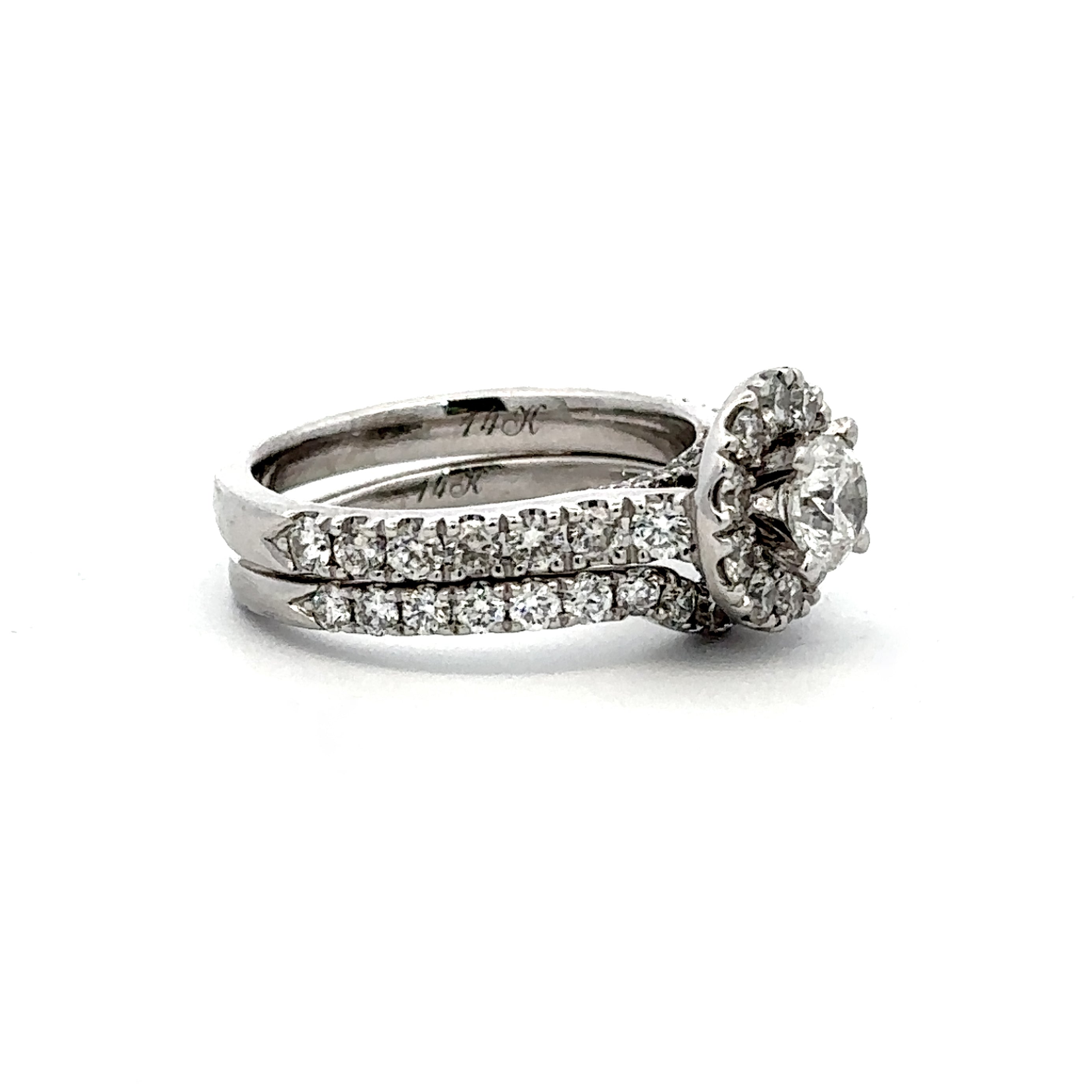 14K White gold natural diamond ring 