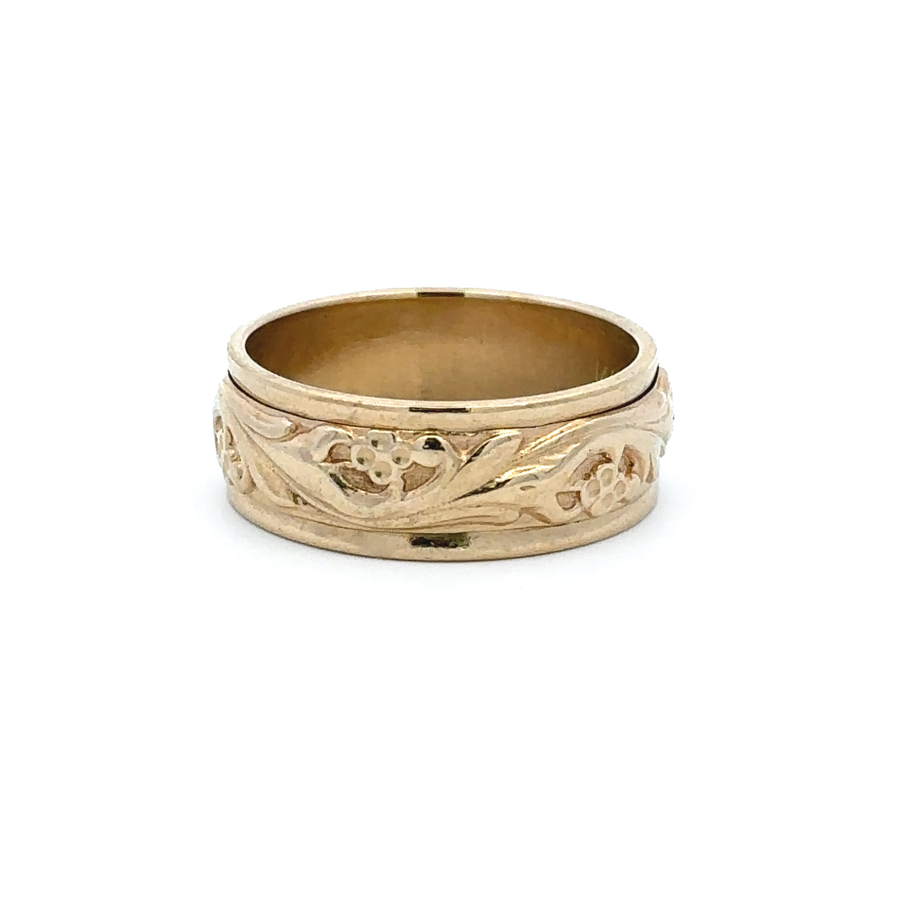 Estate Collection: 14K Yellow Gold Floral 8MM Spinning Band