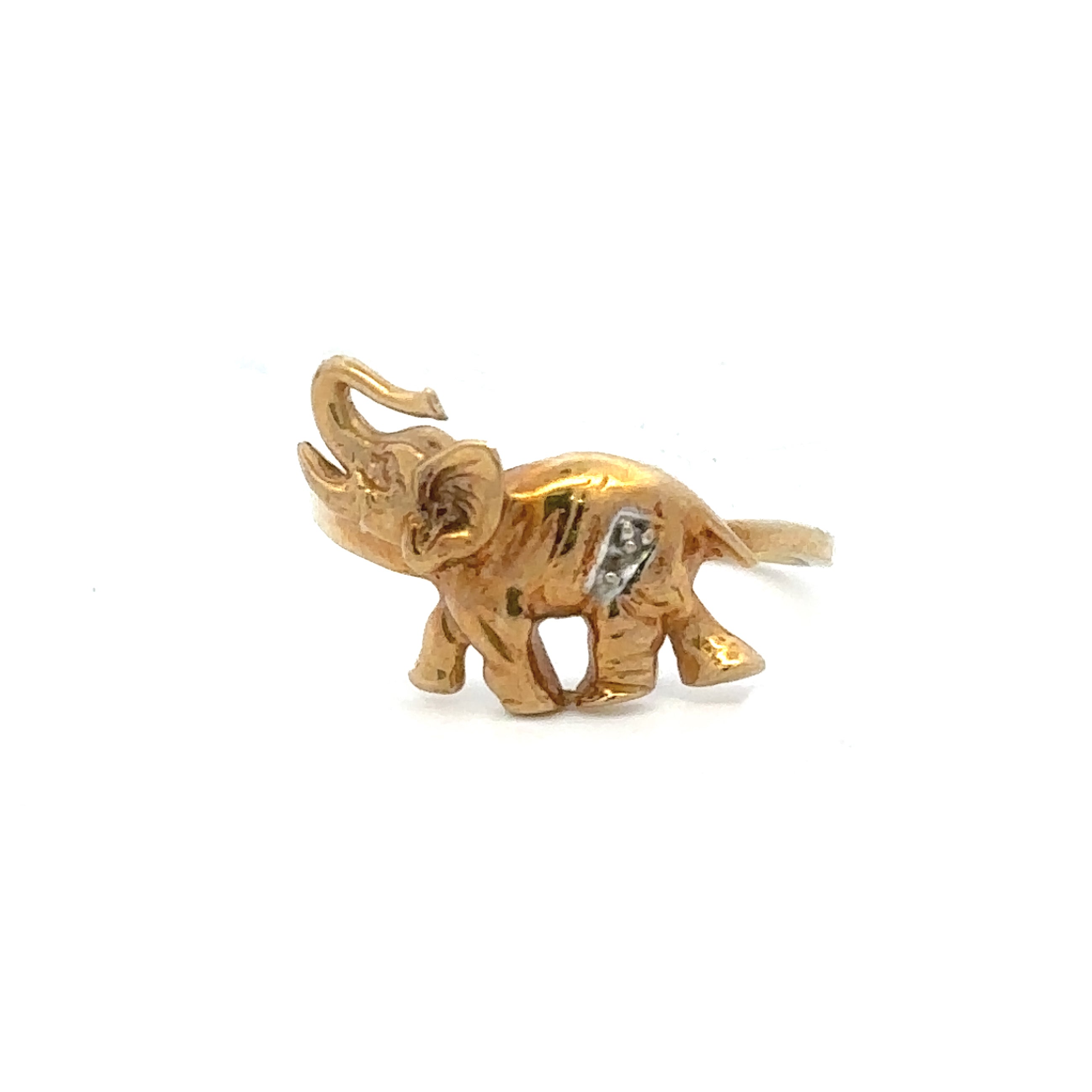 Estate Collection: 10K Yellow Gold Elephant Fashion Ring