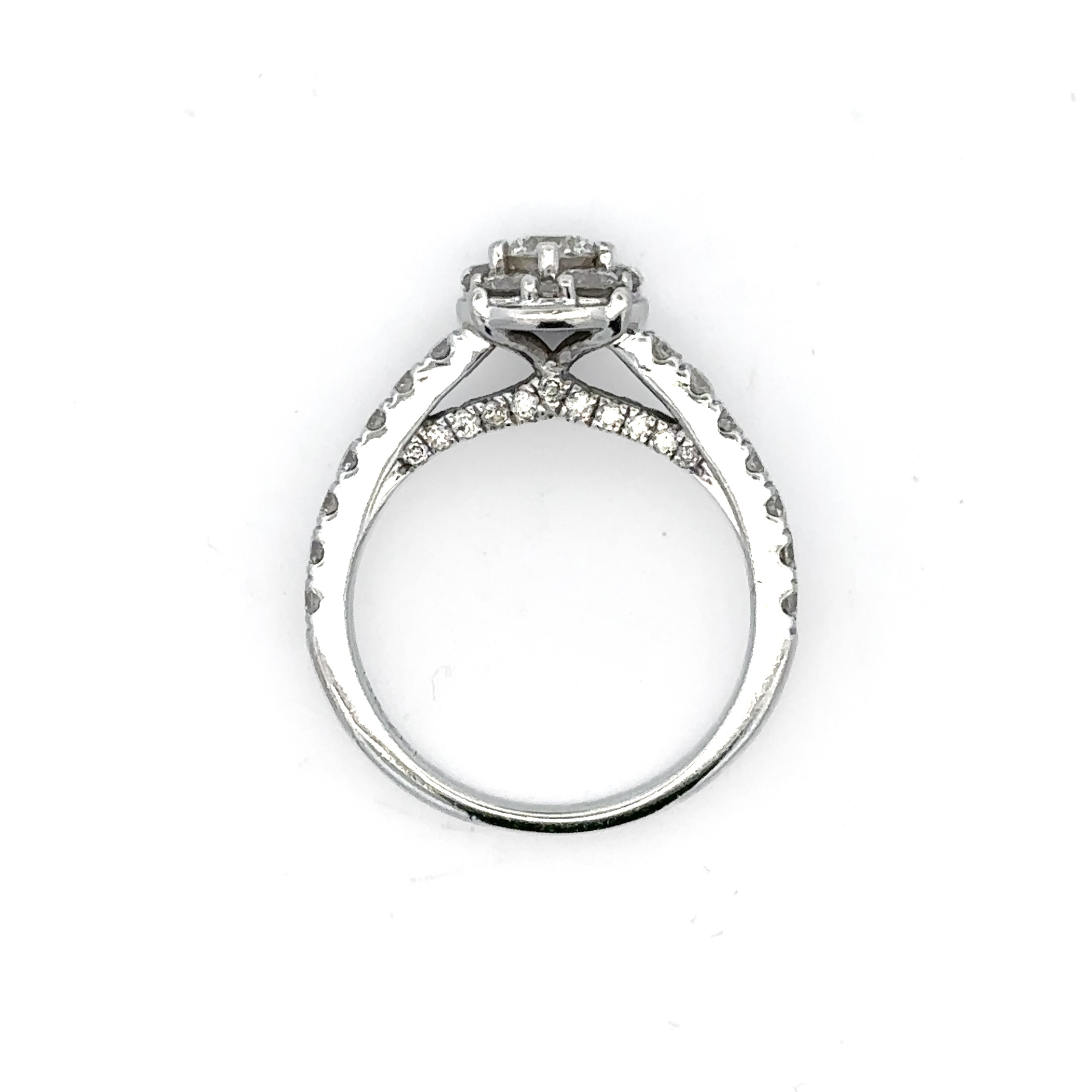 Estate Collection: 14K White Gold 1CTW. Natural Diamond Halo Engagement Ring