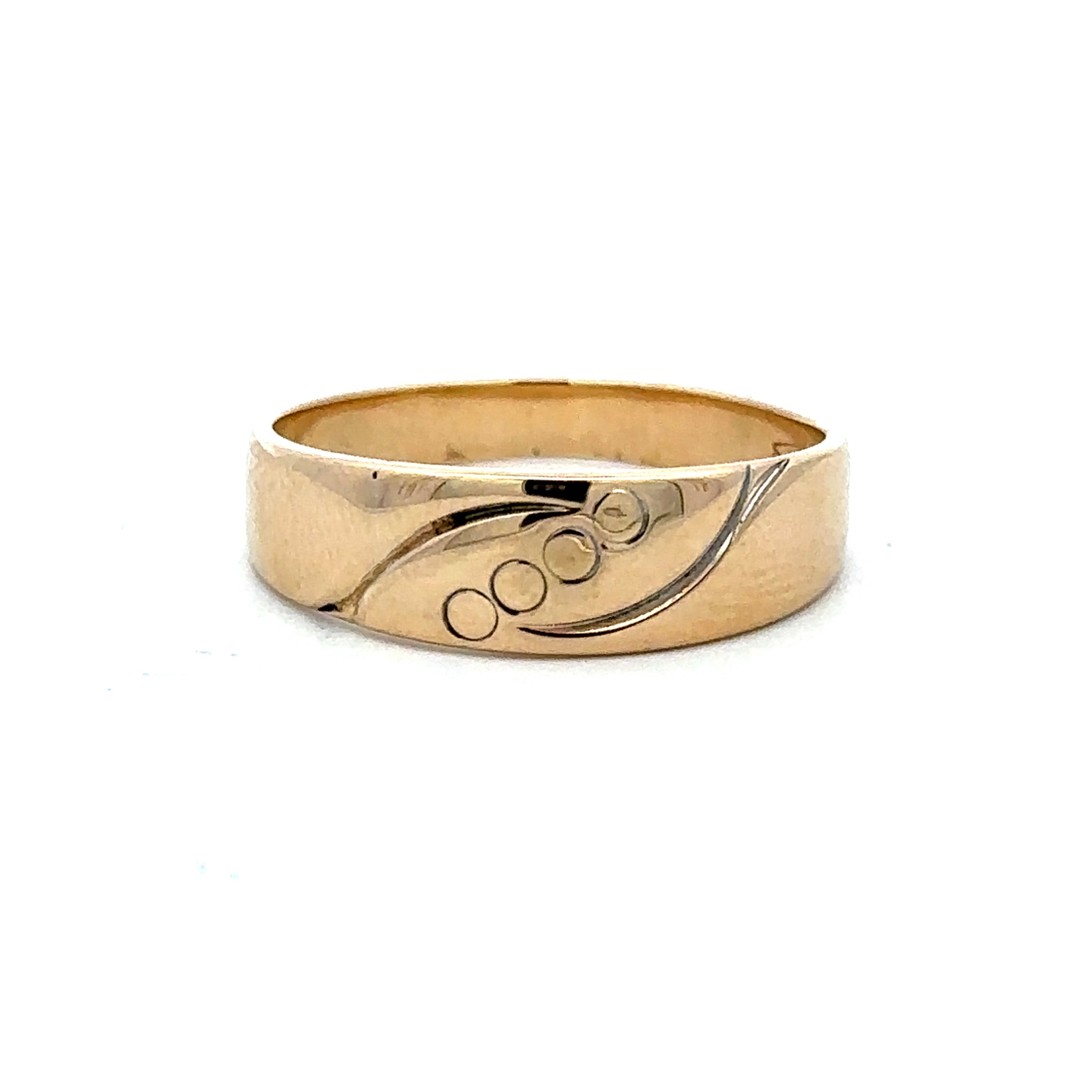 Estate Collection: 14K Yellow Gold 3MM Flat Carved Wedding Band
