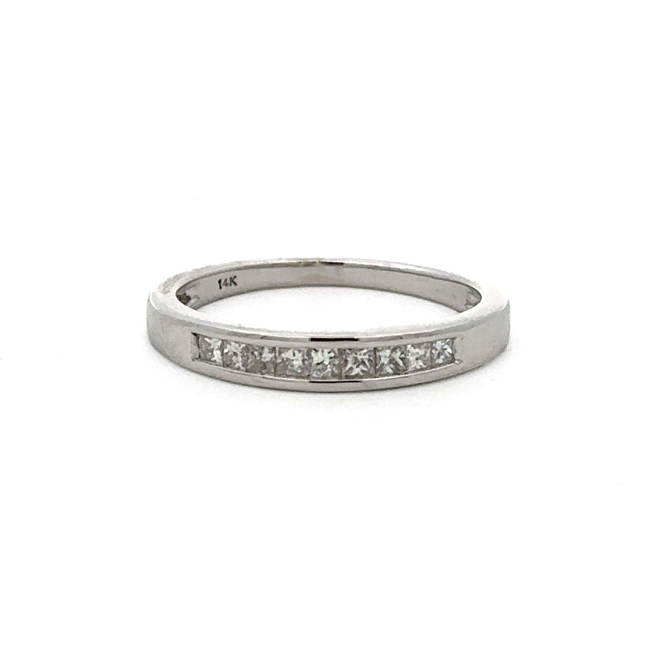 Estate Collection: 14K White Gold Princess-Cut Channel-Set Diamond Wedding Band