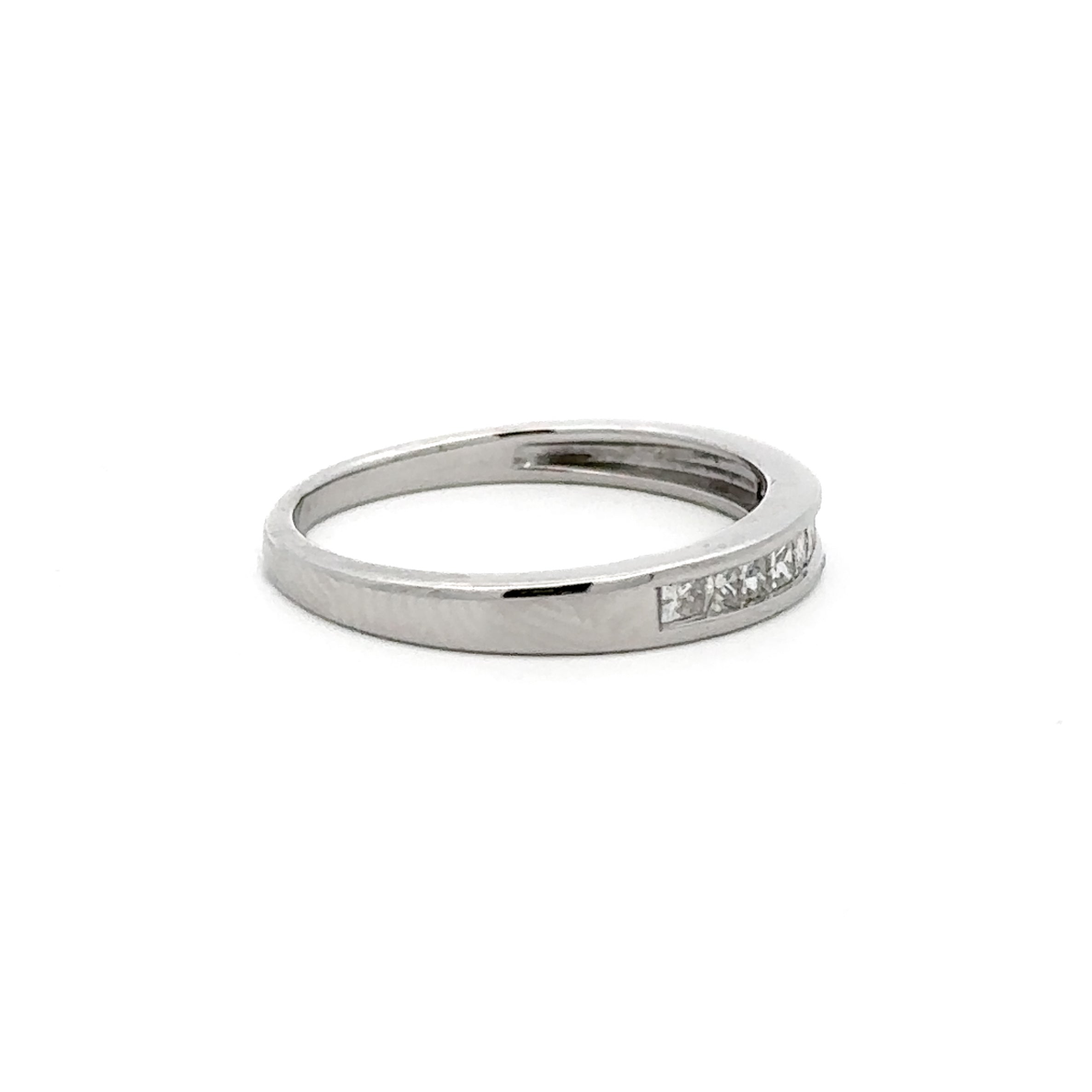 Estate Collection: 14K White Gold Princess-Cut Channel-Set Diamond Wedding Band
