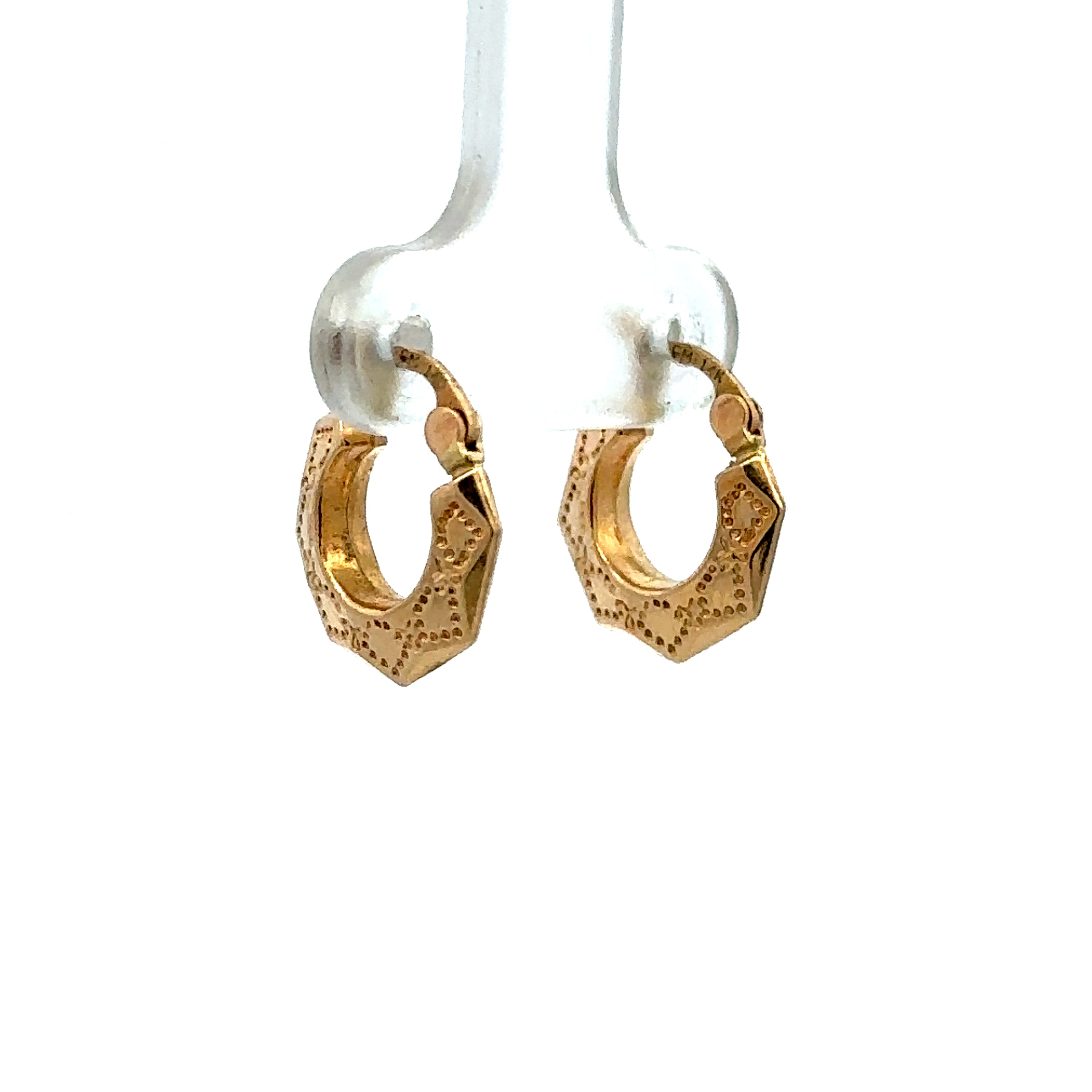 Estate Collection: 14K Yellow Gold Mandala Minimalist Hoop Earrings