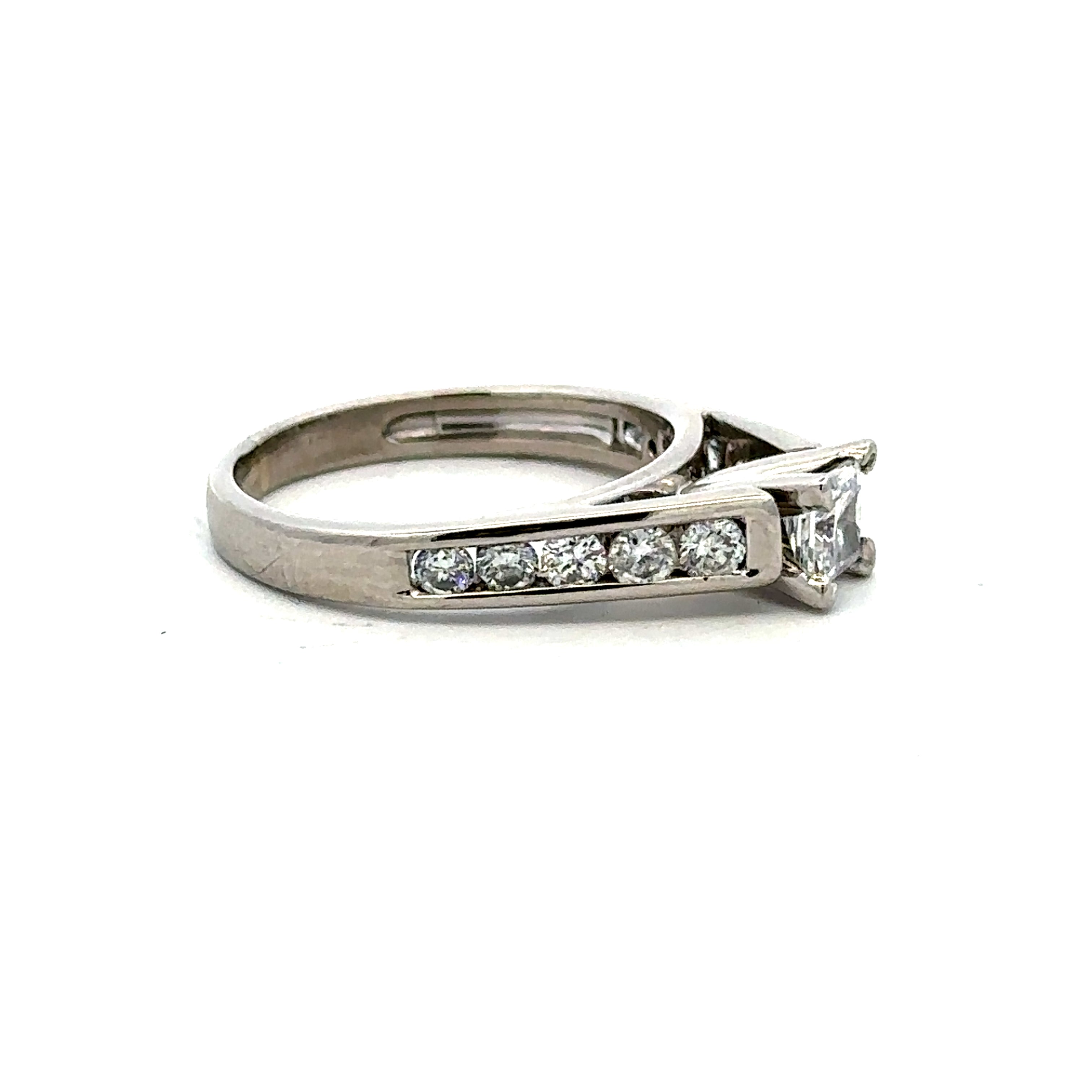 Estate Collection: 14K White Gold 0.39CTW. Princess Cut Center Diamond Engagement Ring
