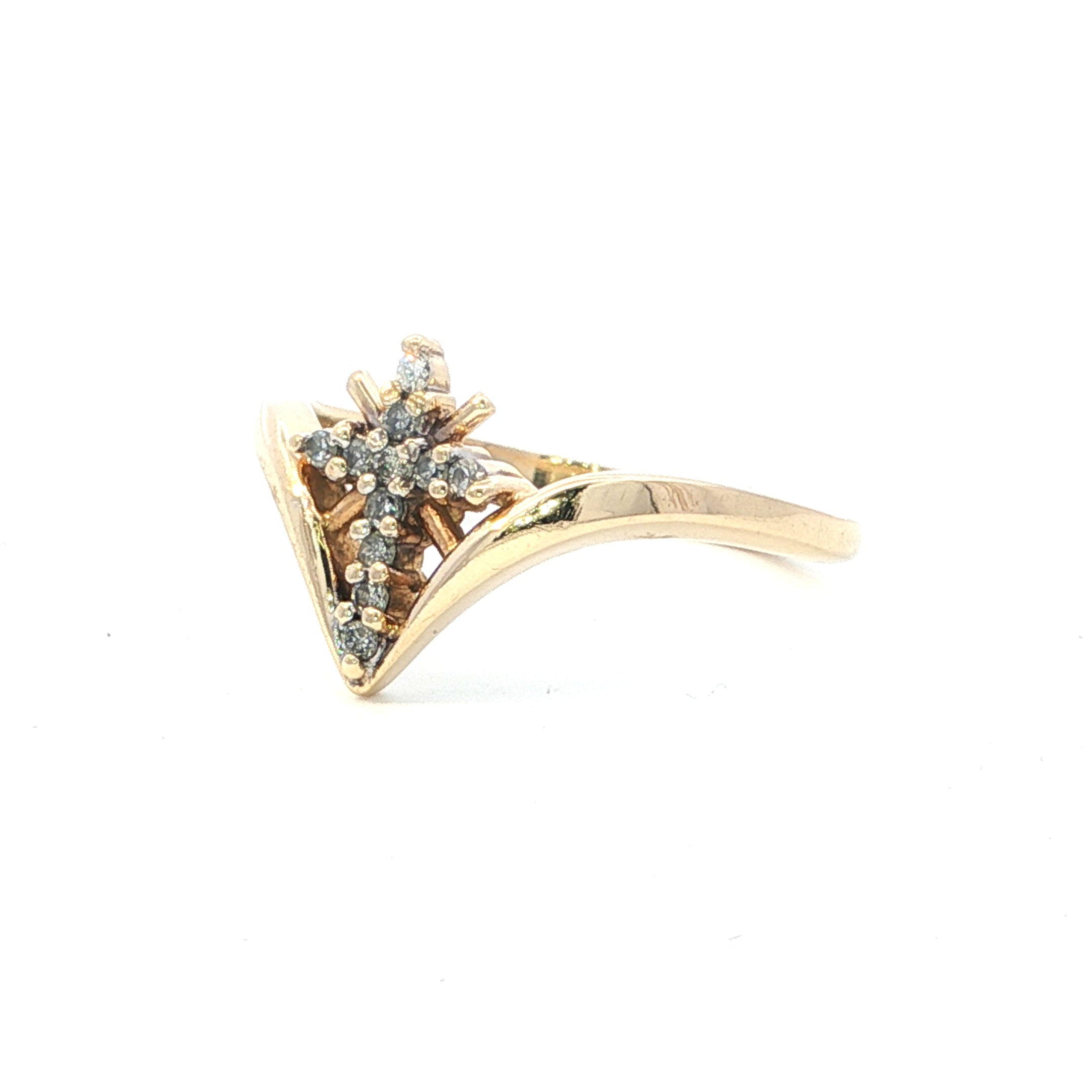 Estate Collection: 10K Yellow Gold 0.10CTW. Diamond Cross Ring