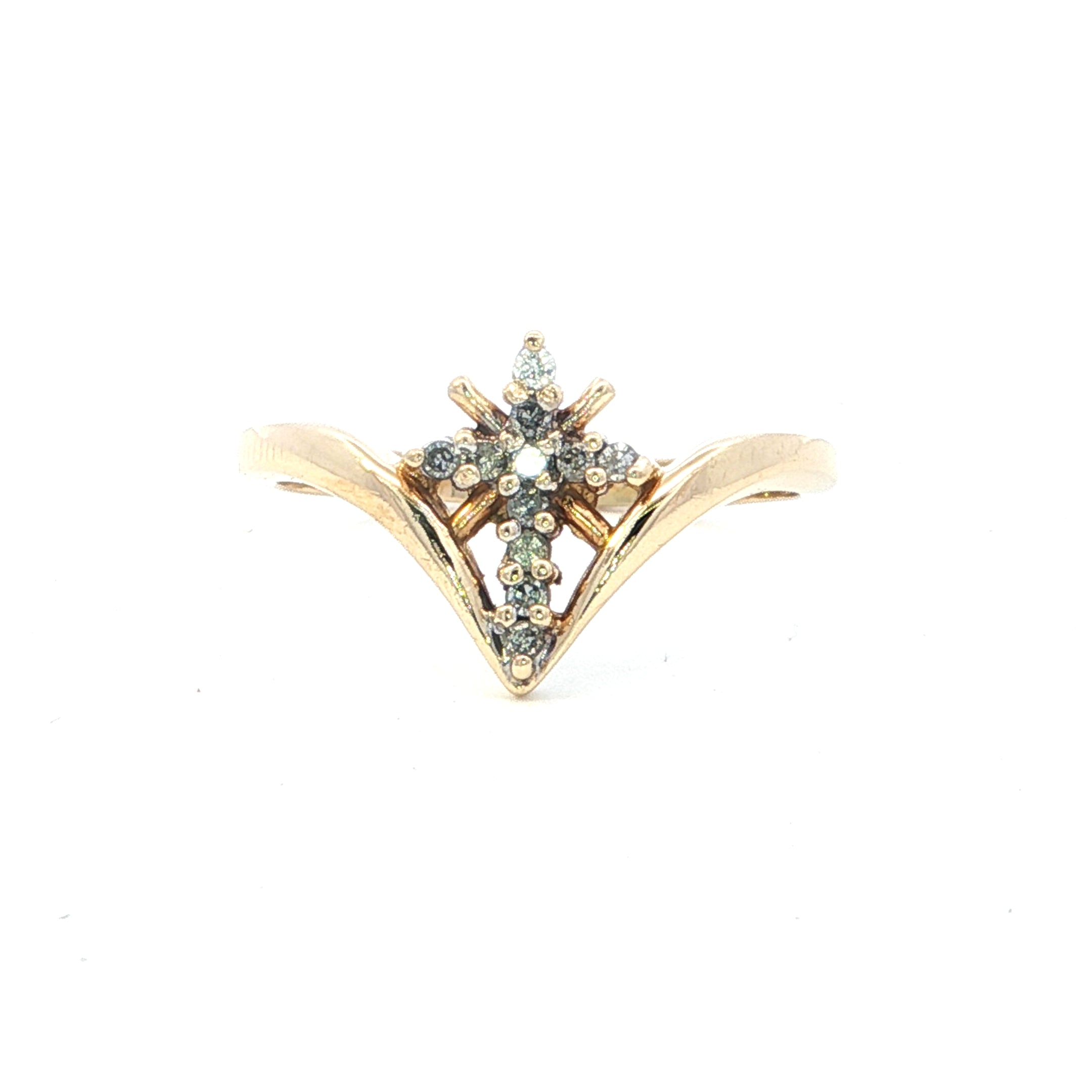 Estate Collection: 10K Yellow Gold 0.10CTW. Diamond Cross Ring