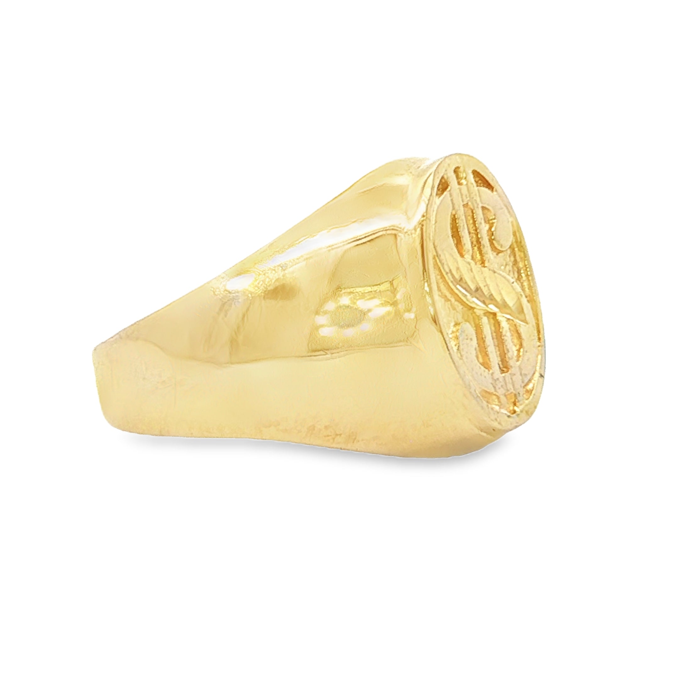 Estate Collection: 14K Yellow Gold Dollar Sign Signet Ring