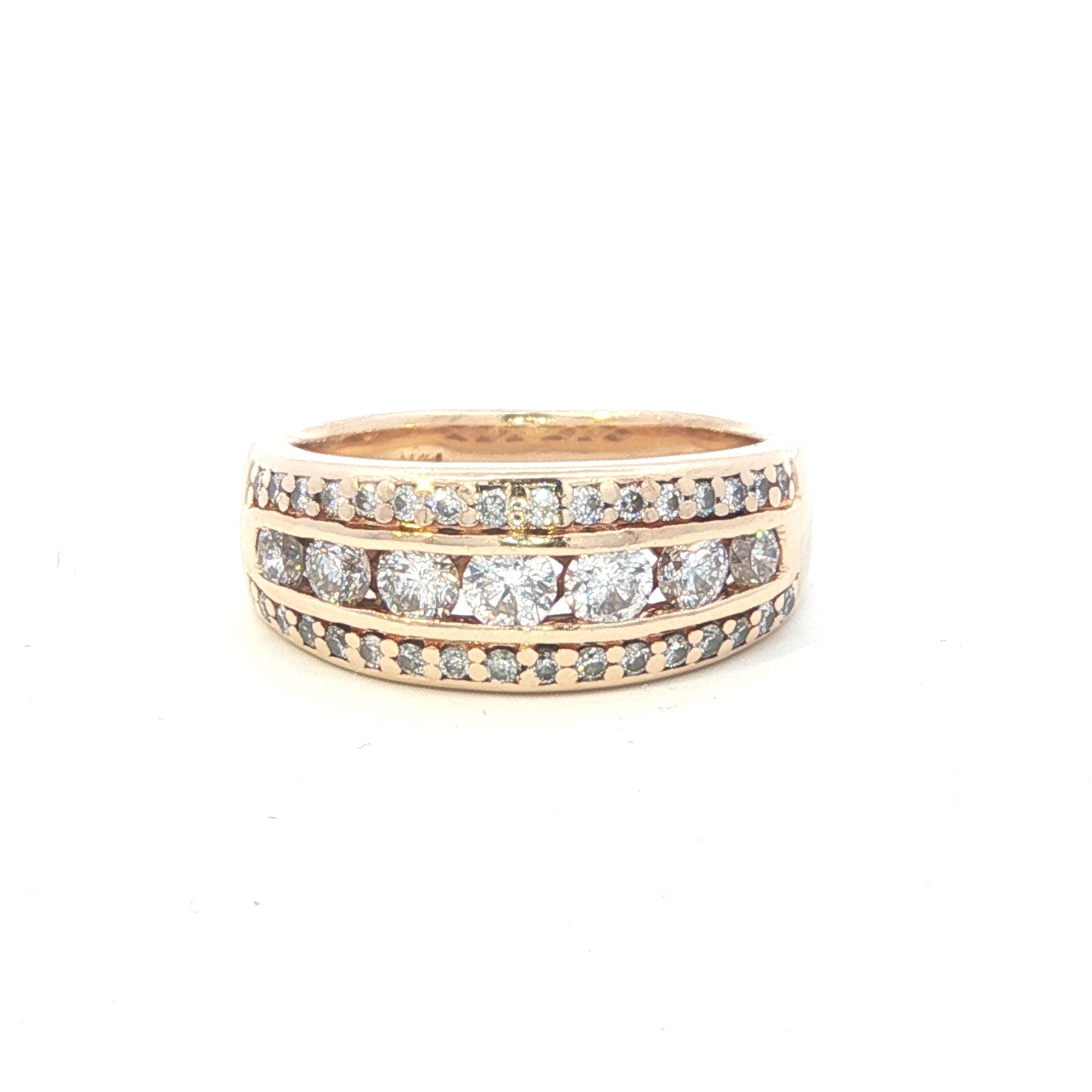 Estate Collection: 14K Yellow Gold 0.82CTW. Diamond 3-Row Band