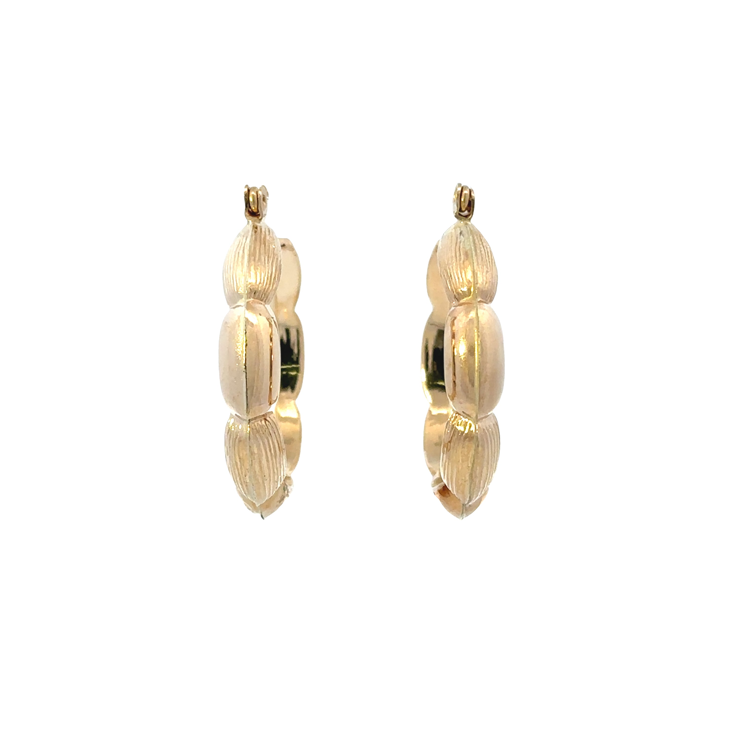 Estate Collection: 14K Yellow Gold Bamboo Style Hollow Hoop Earrings