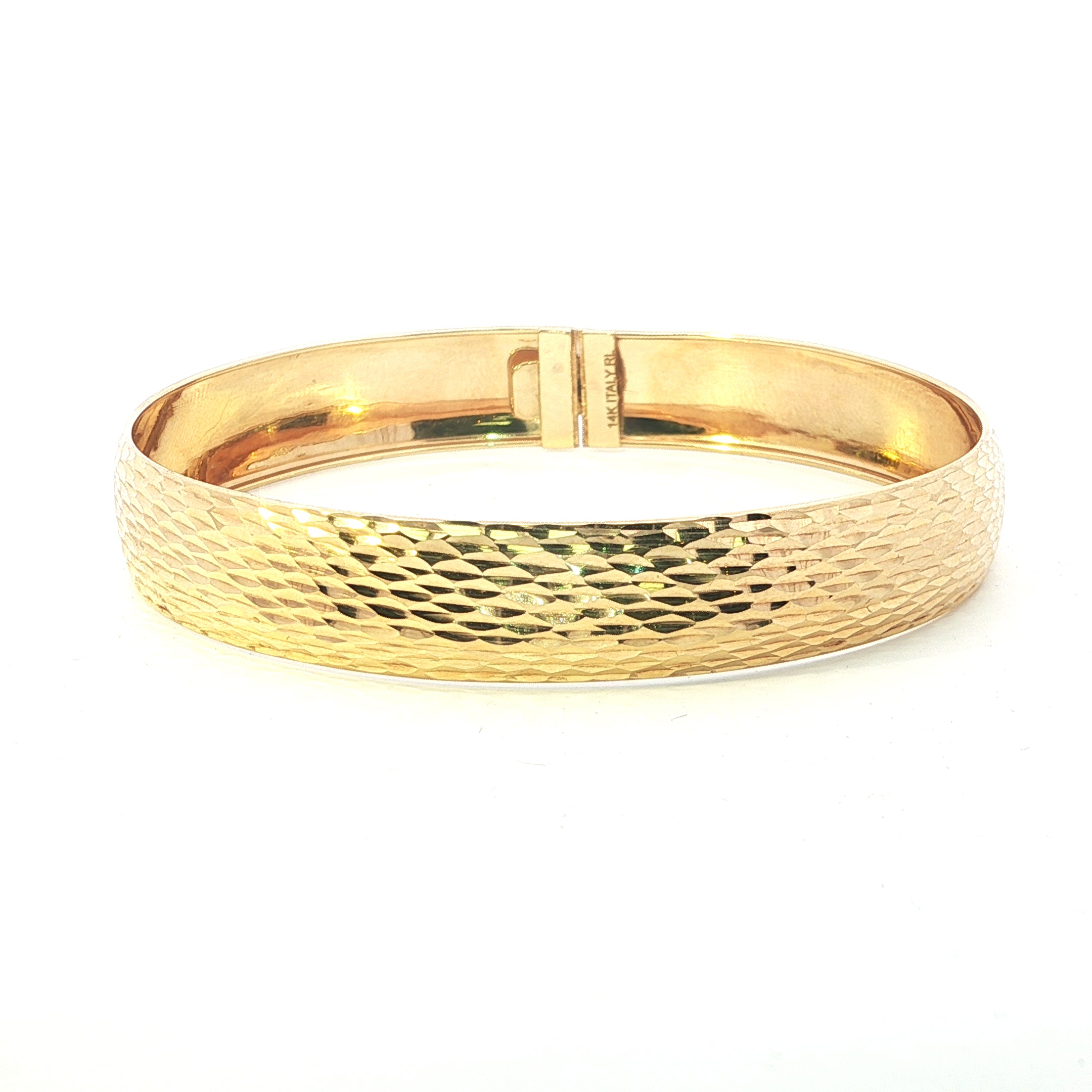 Estate Collection: 14K Yellow Gold Diamond Cut Bangle Bracelet