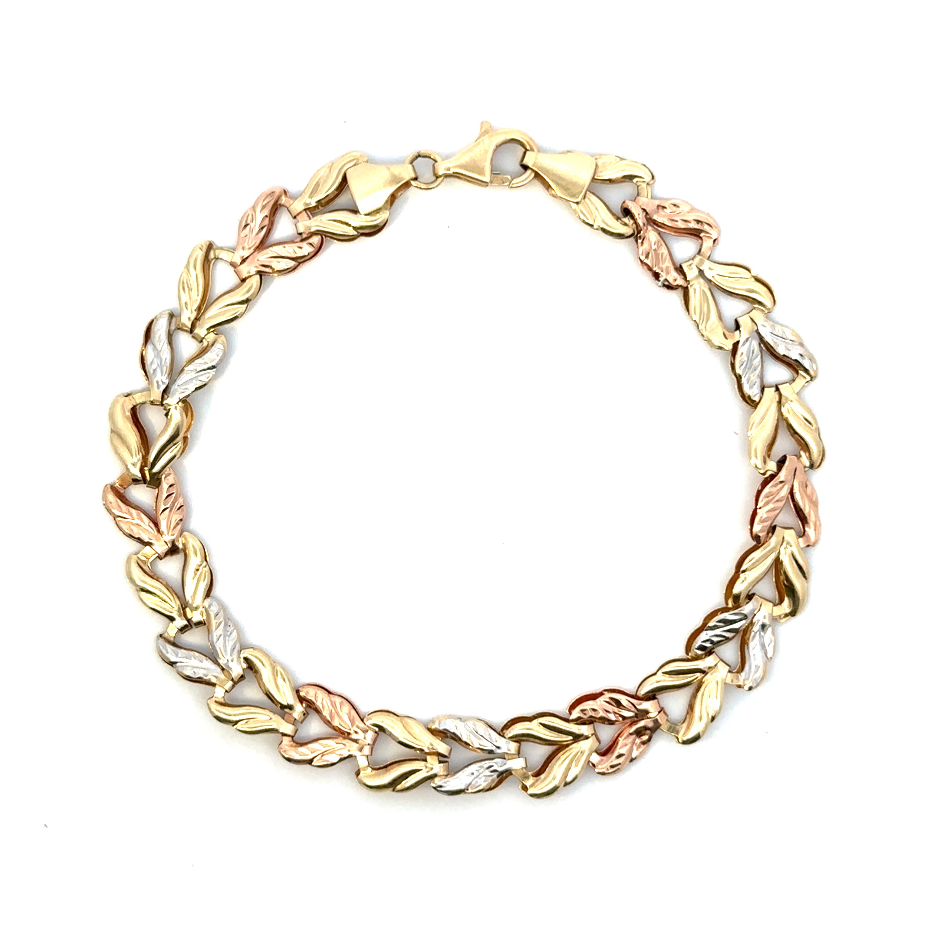 Estate Collection: 14K Gold Tri-Tone Fancy Link 9" Bracelet