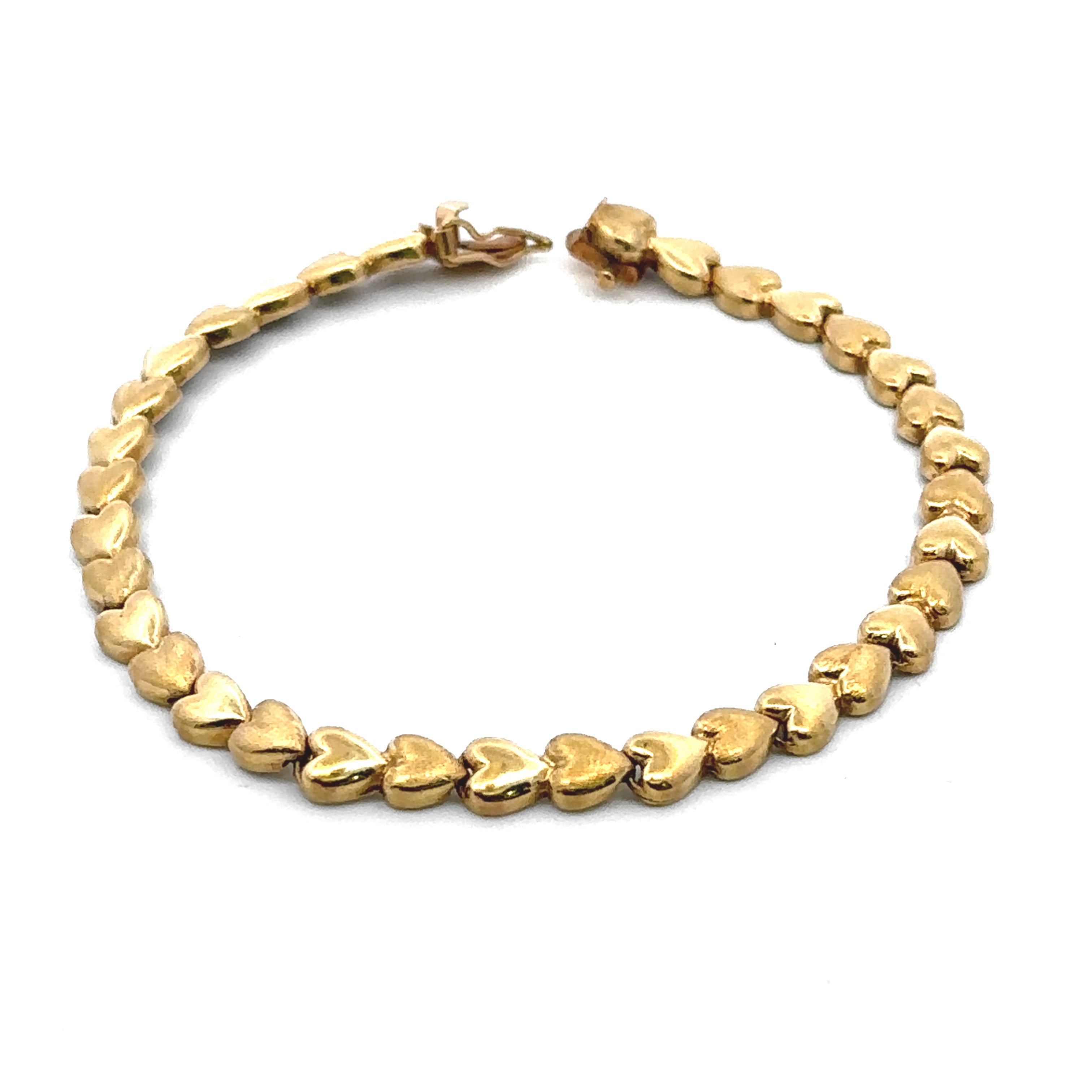 Estate Collection: 14K Yellow Gold 7" Heart Link Bracelet