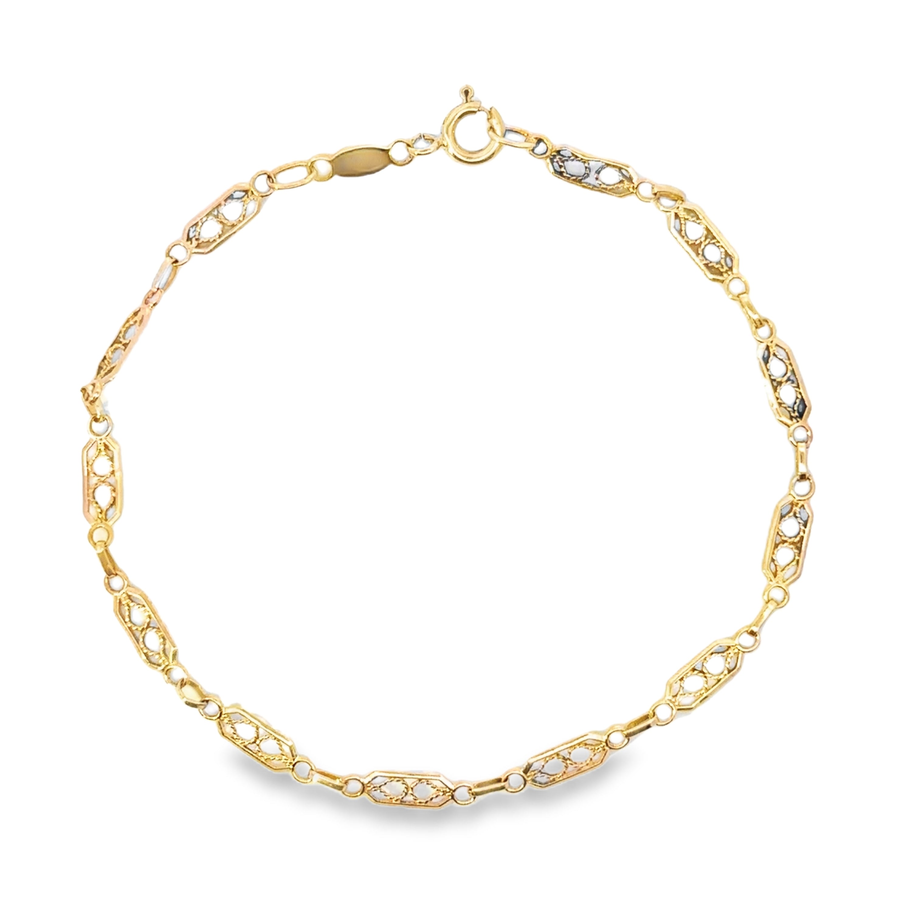 Estate Collection: 10K Yellow Gold Diamond Cut 9.5" 4MM Figaro Anklet