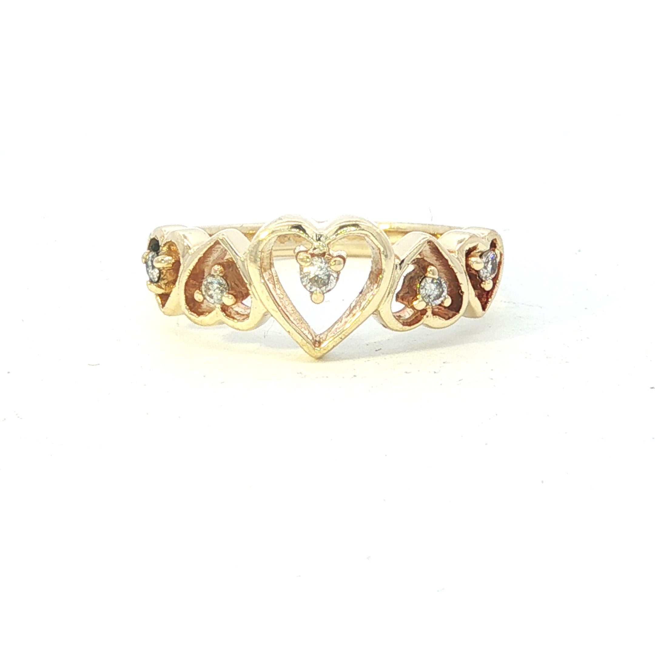 Estate Collection: 14K Yellow Gold Diamond Accented Negative Space Heart Ring