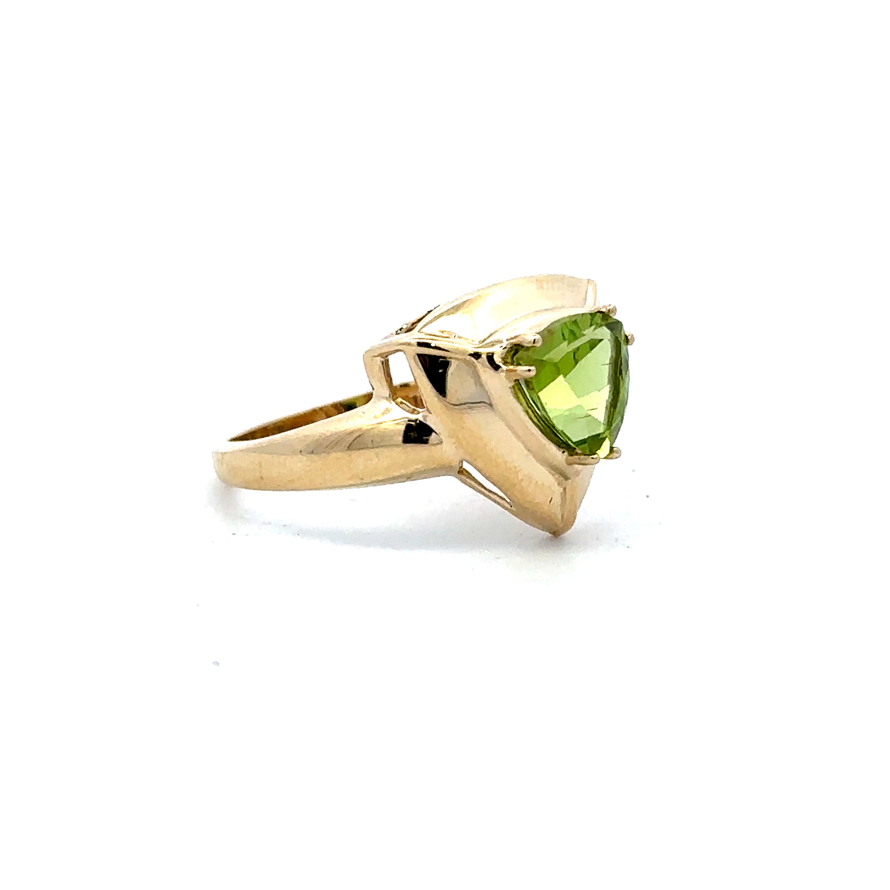 Estate Collection: 10K Yellow Gold Trillion-Cut Peridot Ring