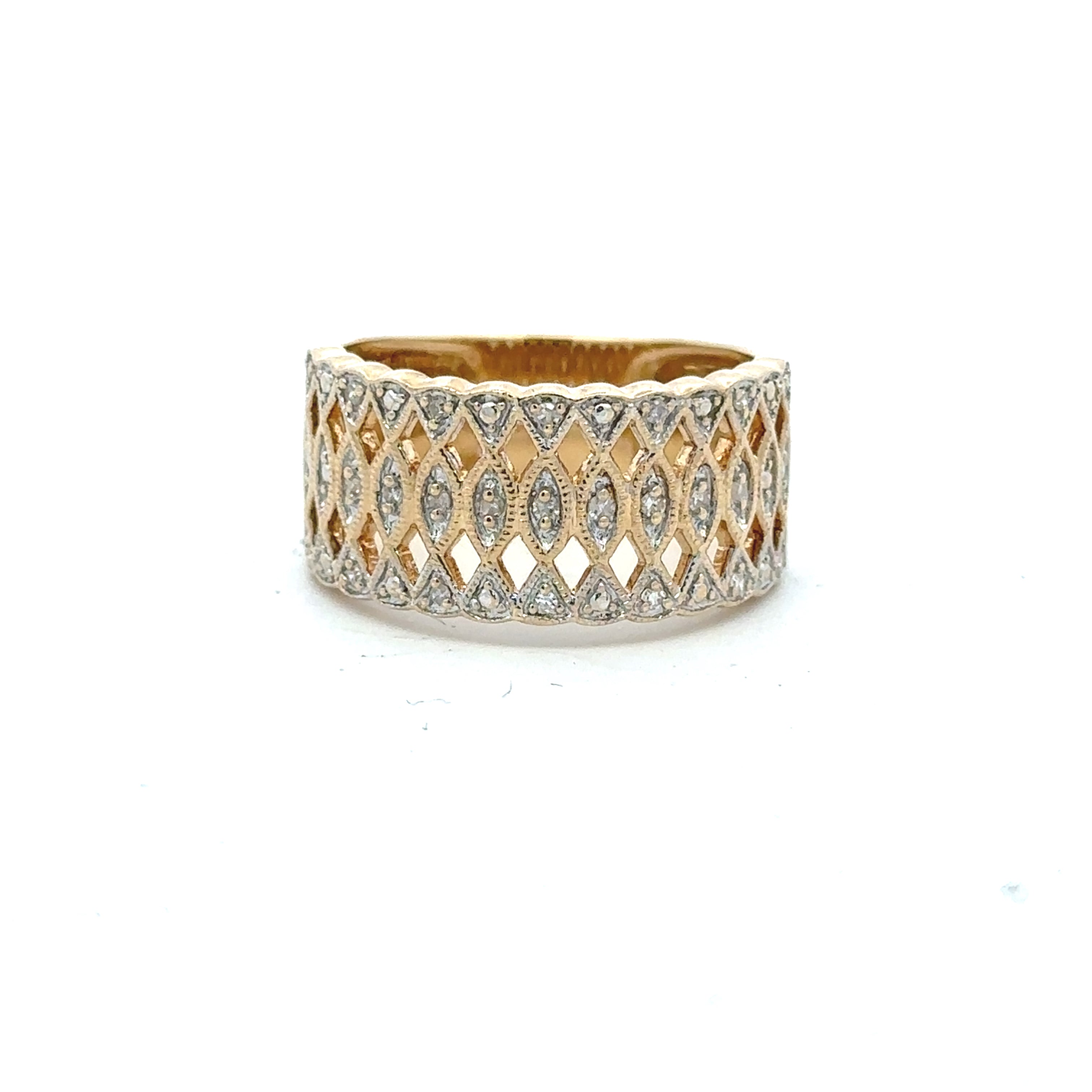Estate Collection: 14K Yellow Gold Diamond Accented Lace Style Band