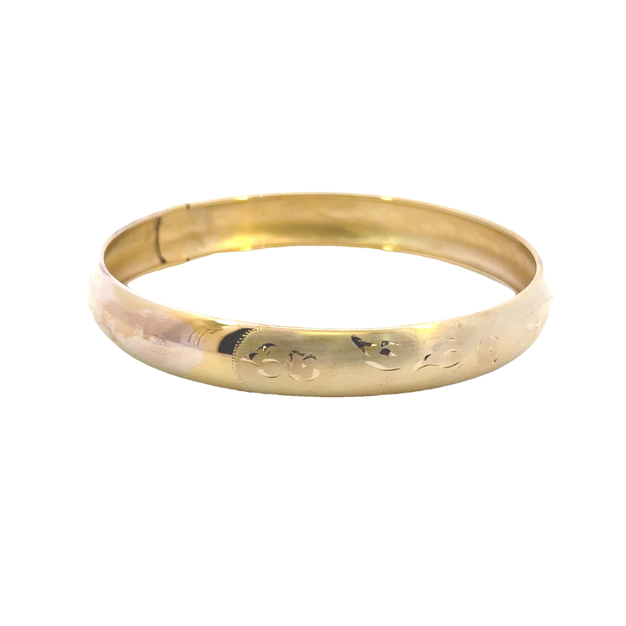 Estate Collection: 10K Yellow Gold Floral Design Bangle Bracelet