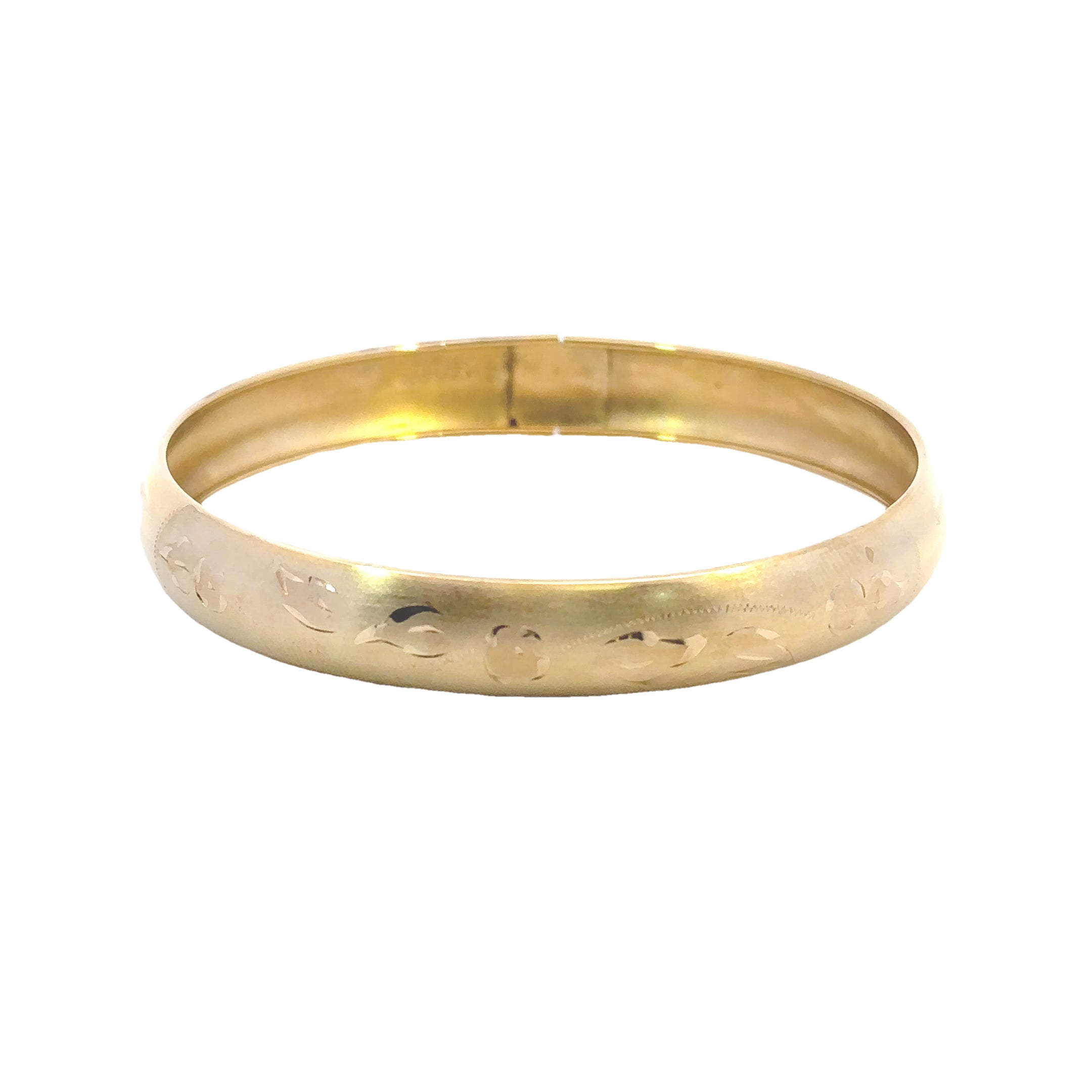 Estate Collection: 10K Yellow Gold Floral Design Bangle Bracelet