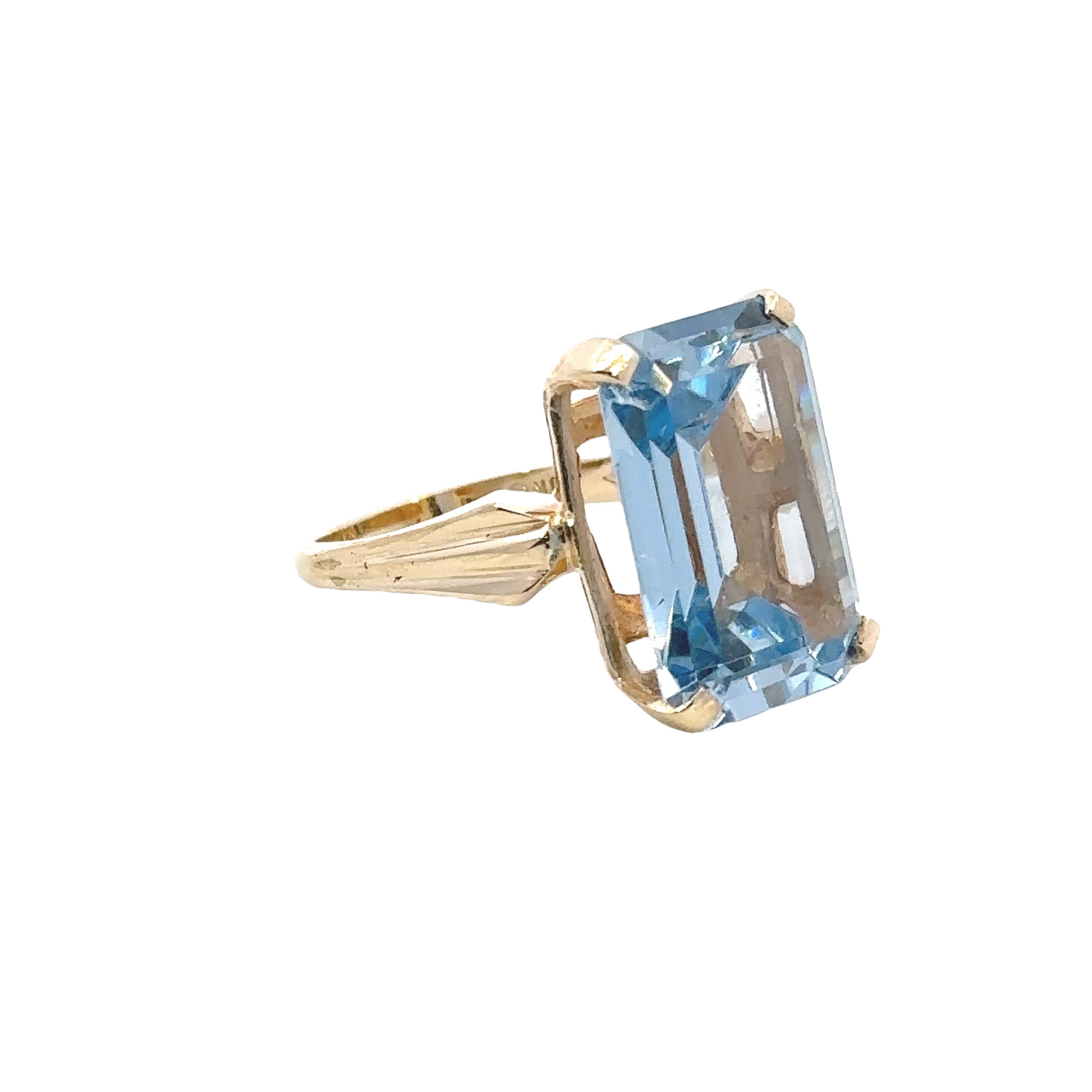 Estate Collection: 10K Yellow Gold Blue Topaz Statement Ring