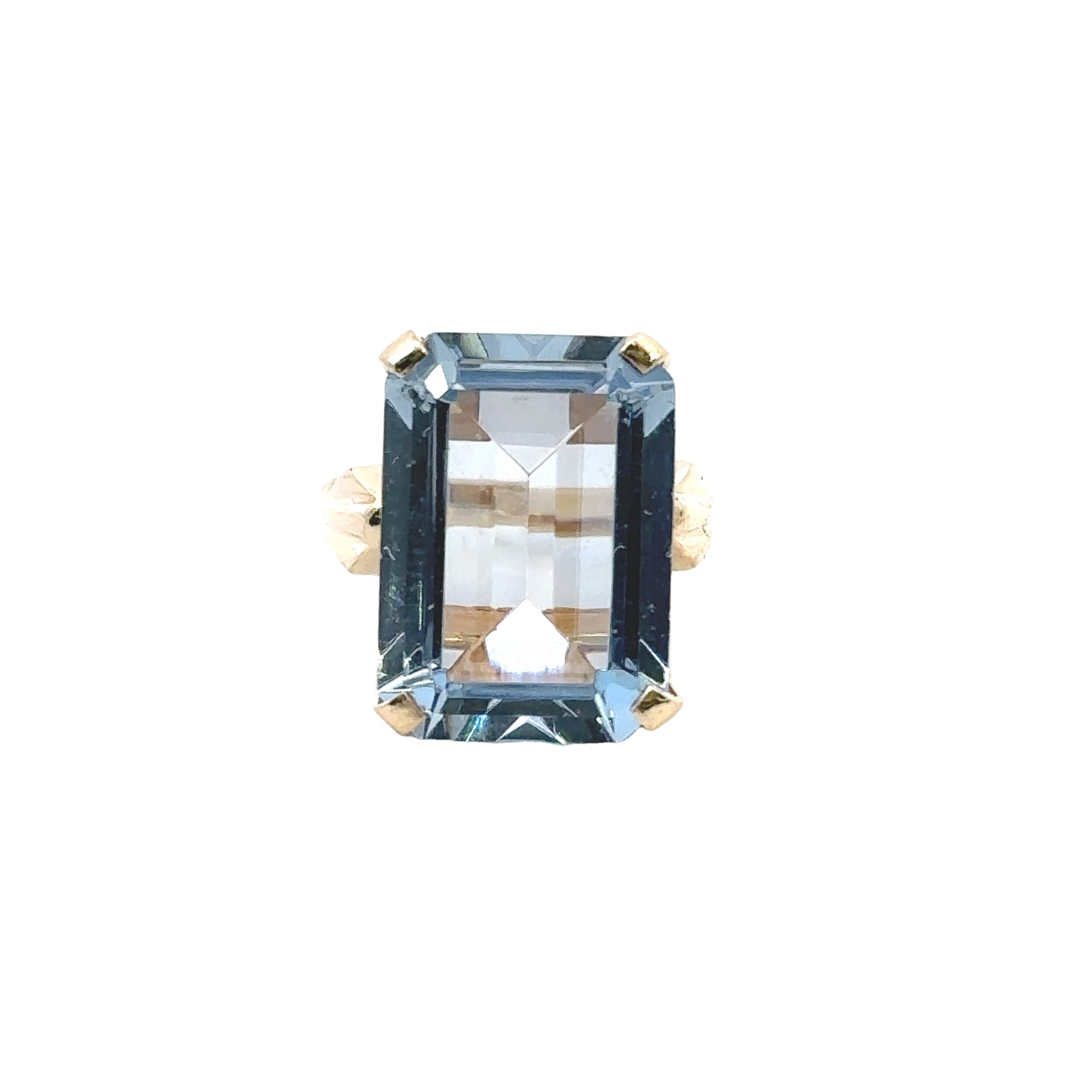 Estate Collection: 10K Yellow Gold Blue Topaz Statement Ring