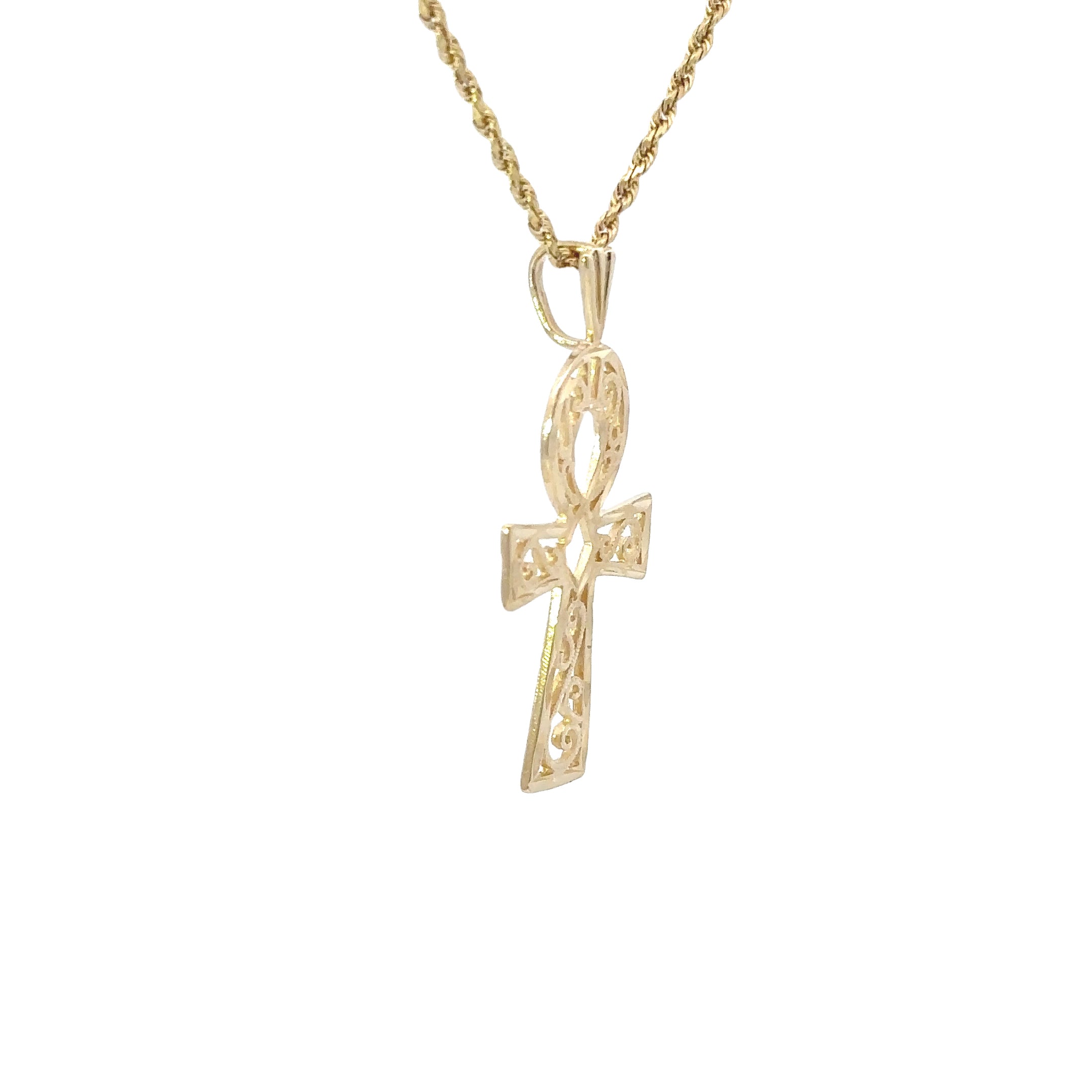 Estate Collection: 14K Yellow Gold Cross Pendant With 18" Box Chain