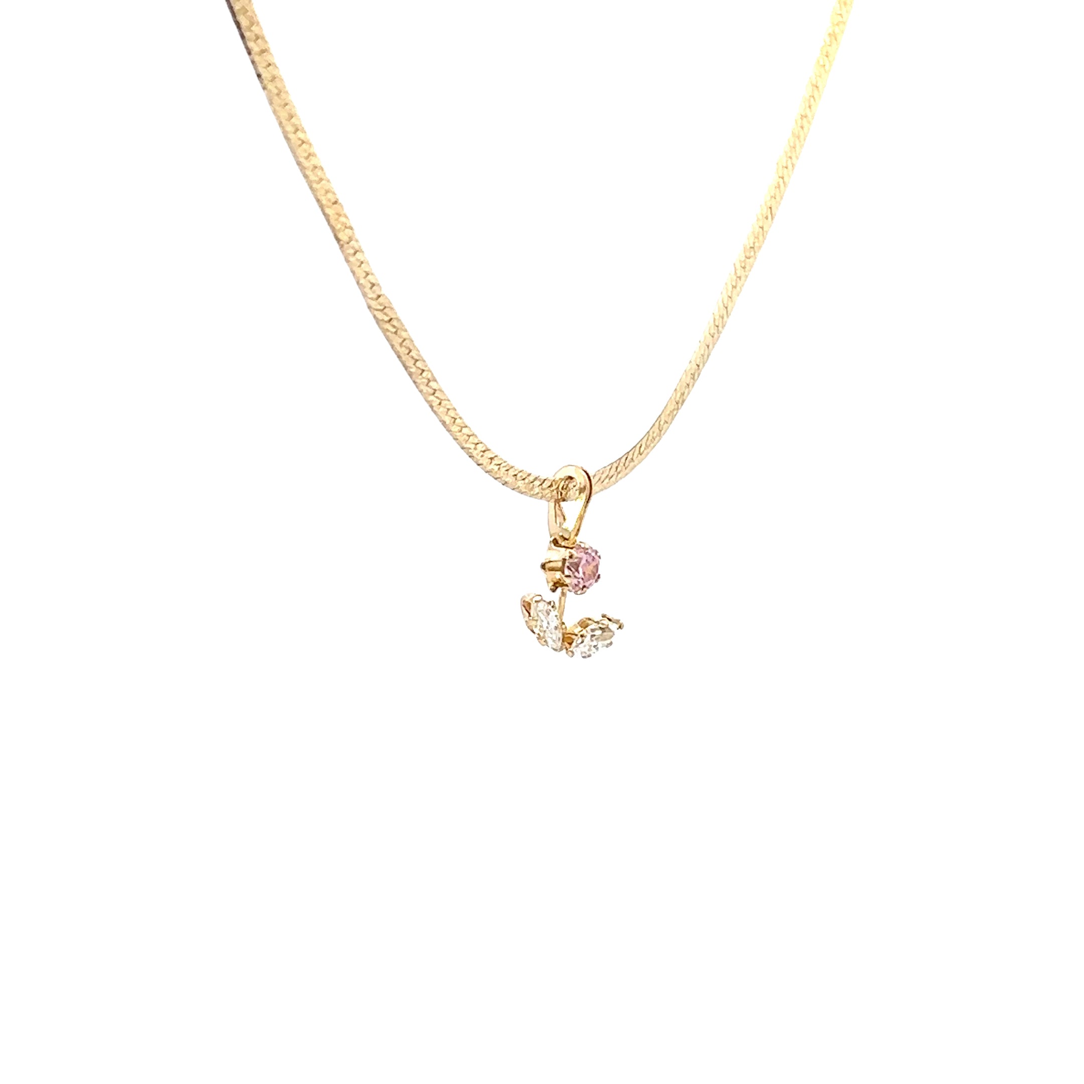 Estate Collection: 14K Yellow Gold Diamond Flower Pendant Necklace