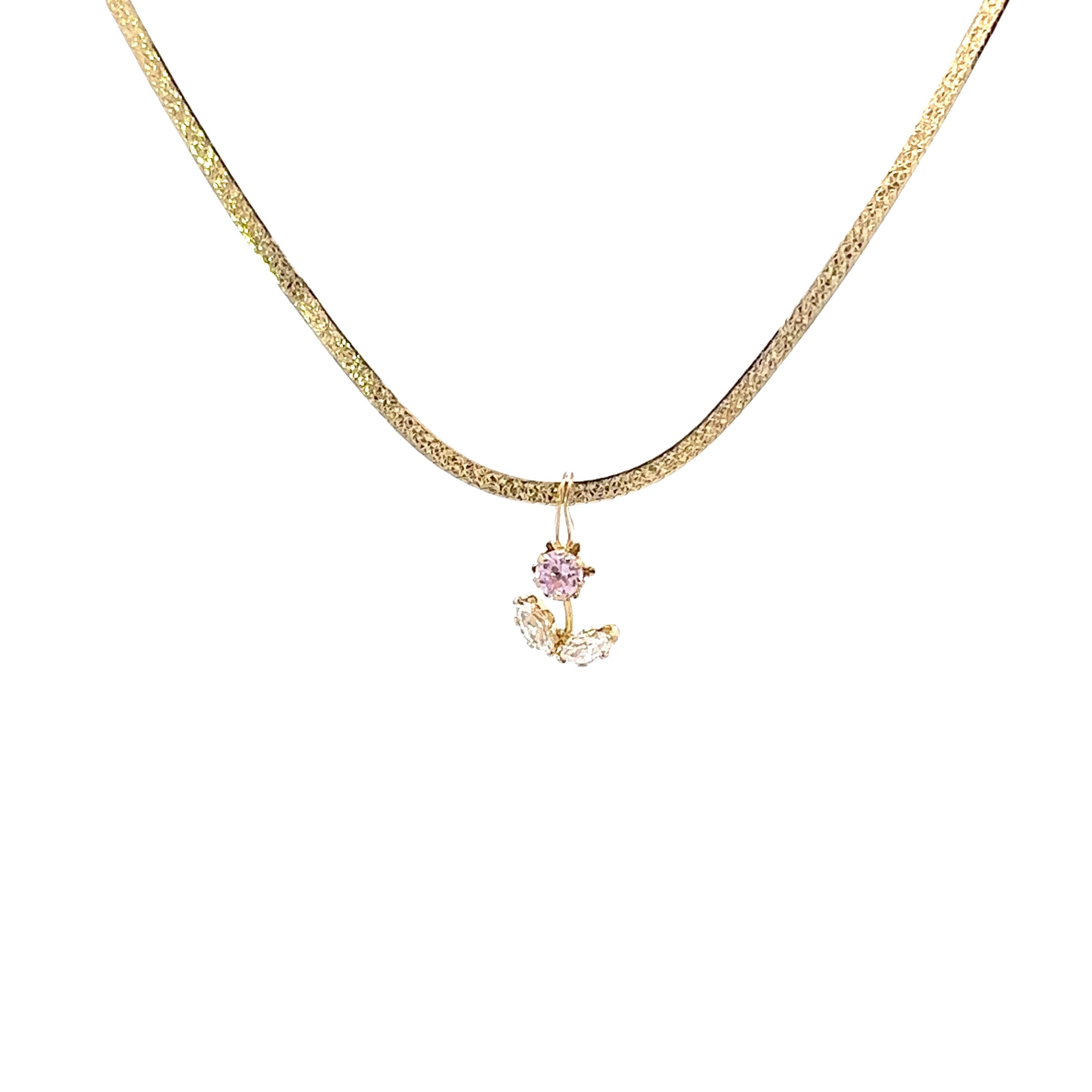 Estate Collection: 14K Yellow Gold Diamond Flower Pendant Necklace