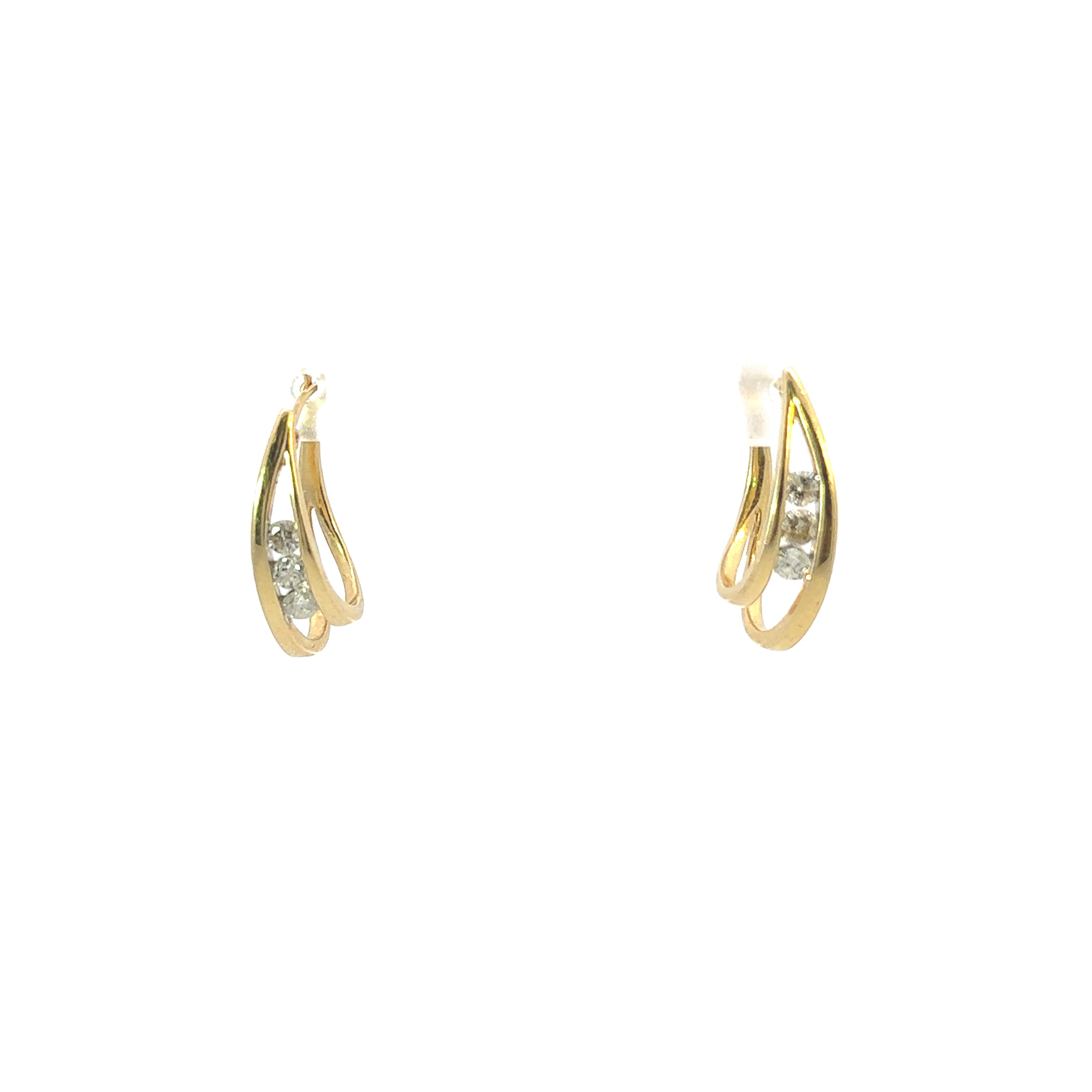 Estate Collection: 14K Yellow Gold Diamond Accent Hoop Earrings