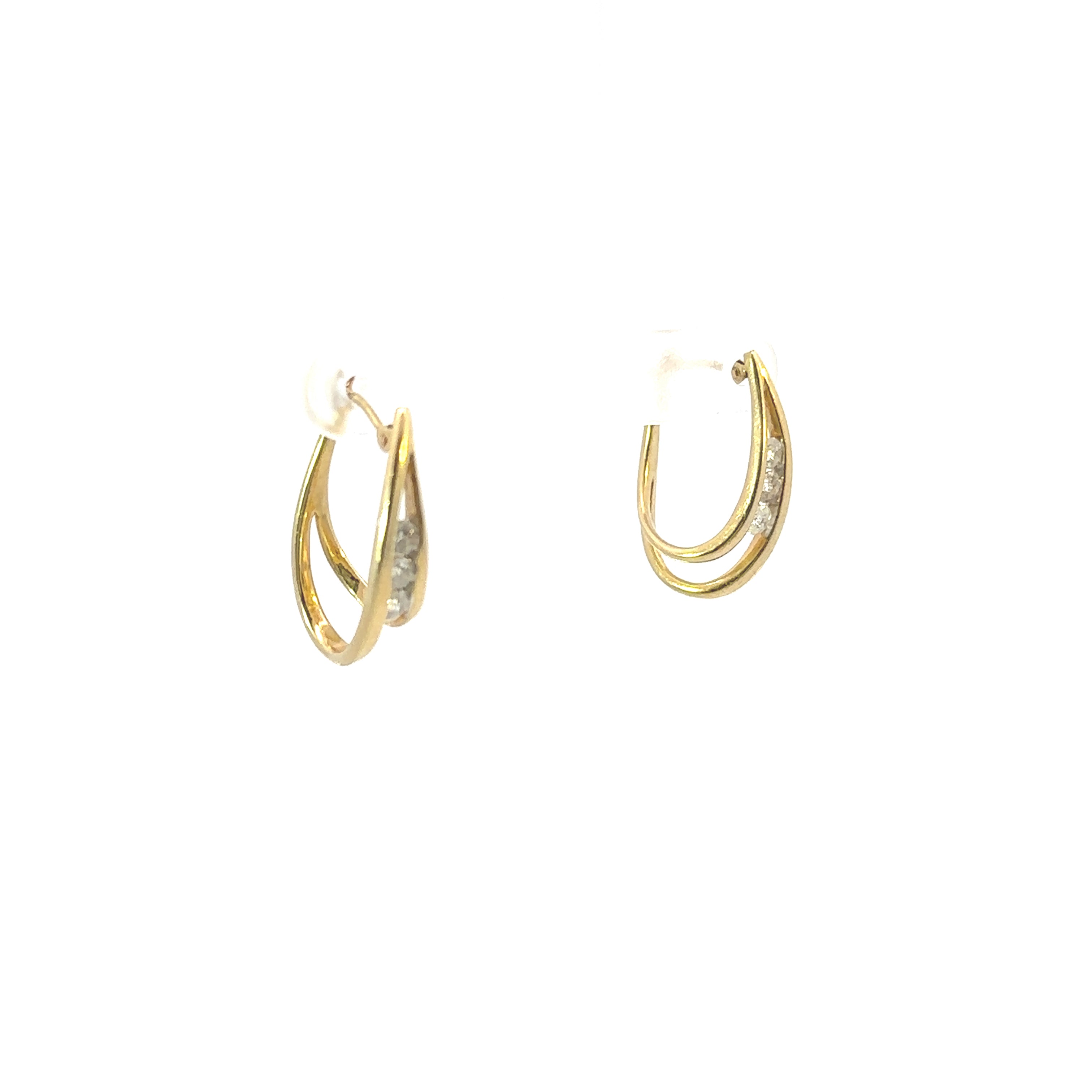 Estate Collection: 14K Yellow Gold Diamond Accent Hoop Earrings