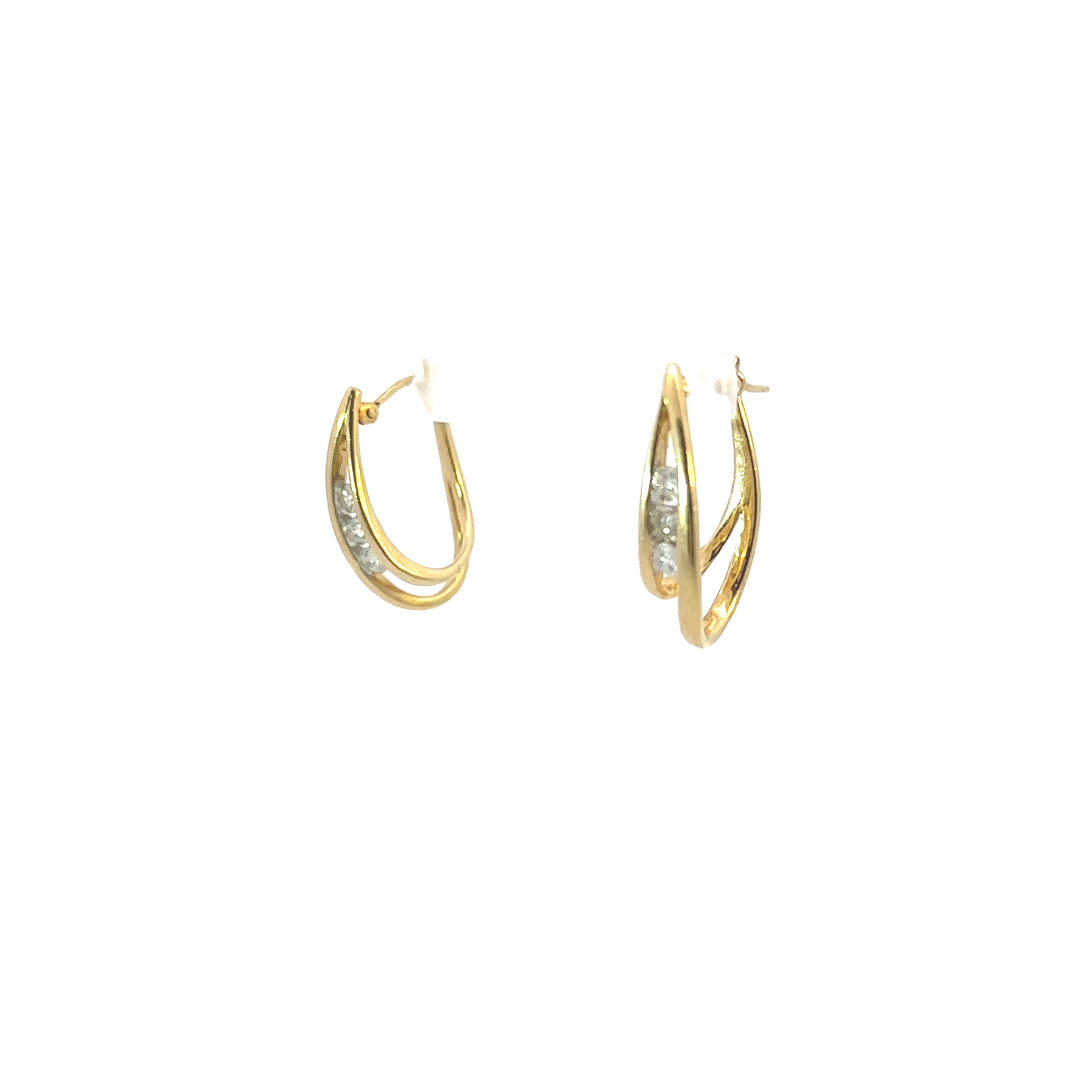 Estate Collection: 14K Yellow Gold Diamond Accent Hoop Earrings