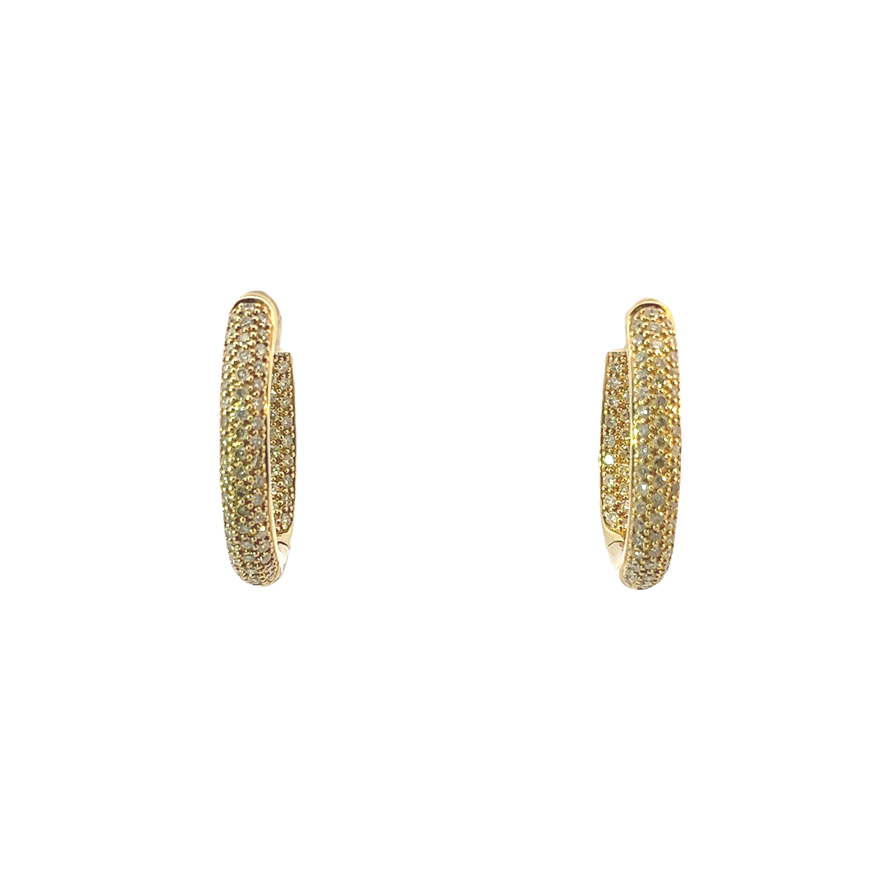 Estate Collection: 14K Yellow Gold Oval Inside-Out Diamond Hoop Earrings