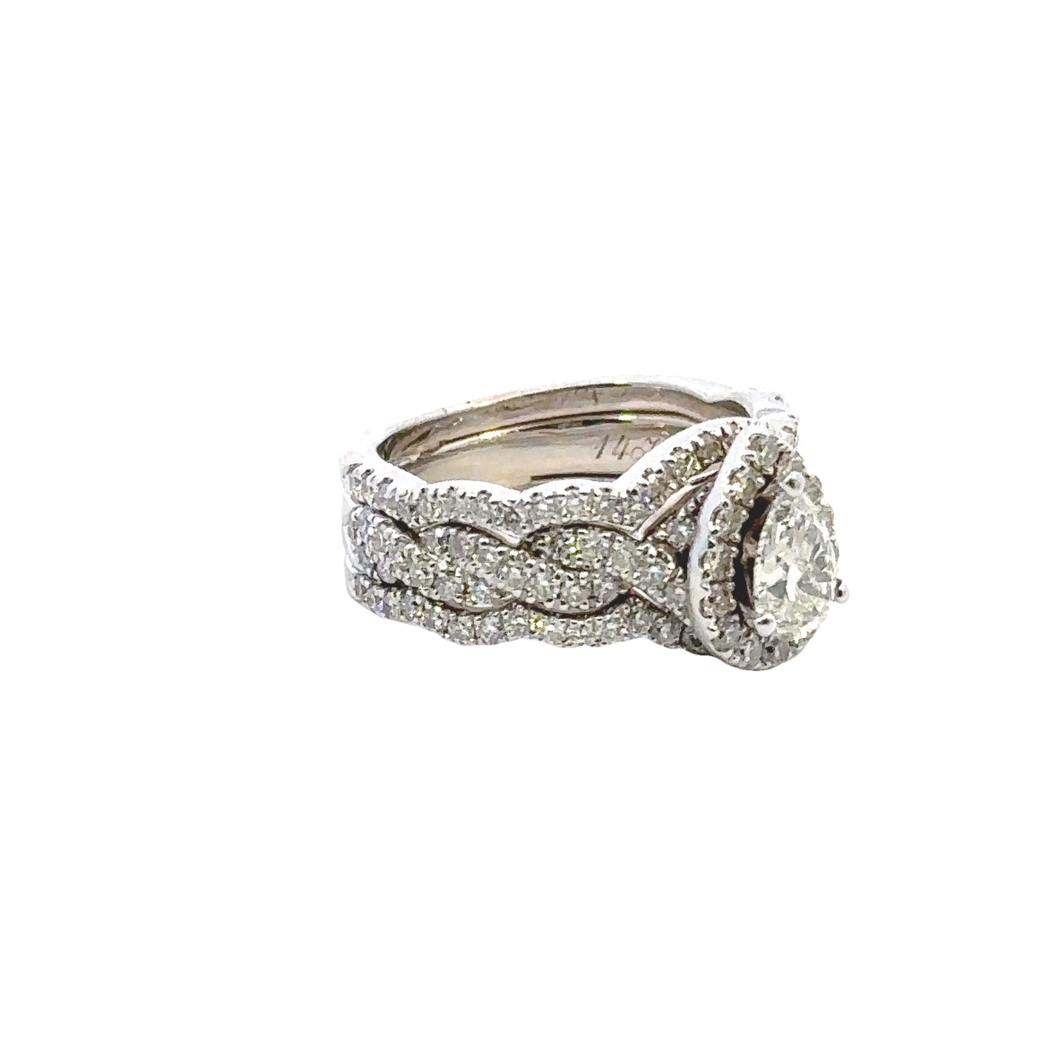 Estate Collection: 14K White Gold Neil Lane Diamond Engagment Ring With Mtaching Bands