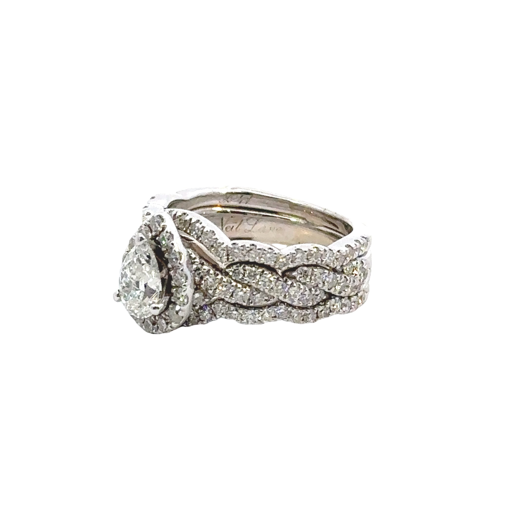 Estate Collection: 14K White Gold Neil Lane Diamond Engagment Ring With Mtaching Bands