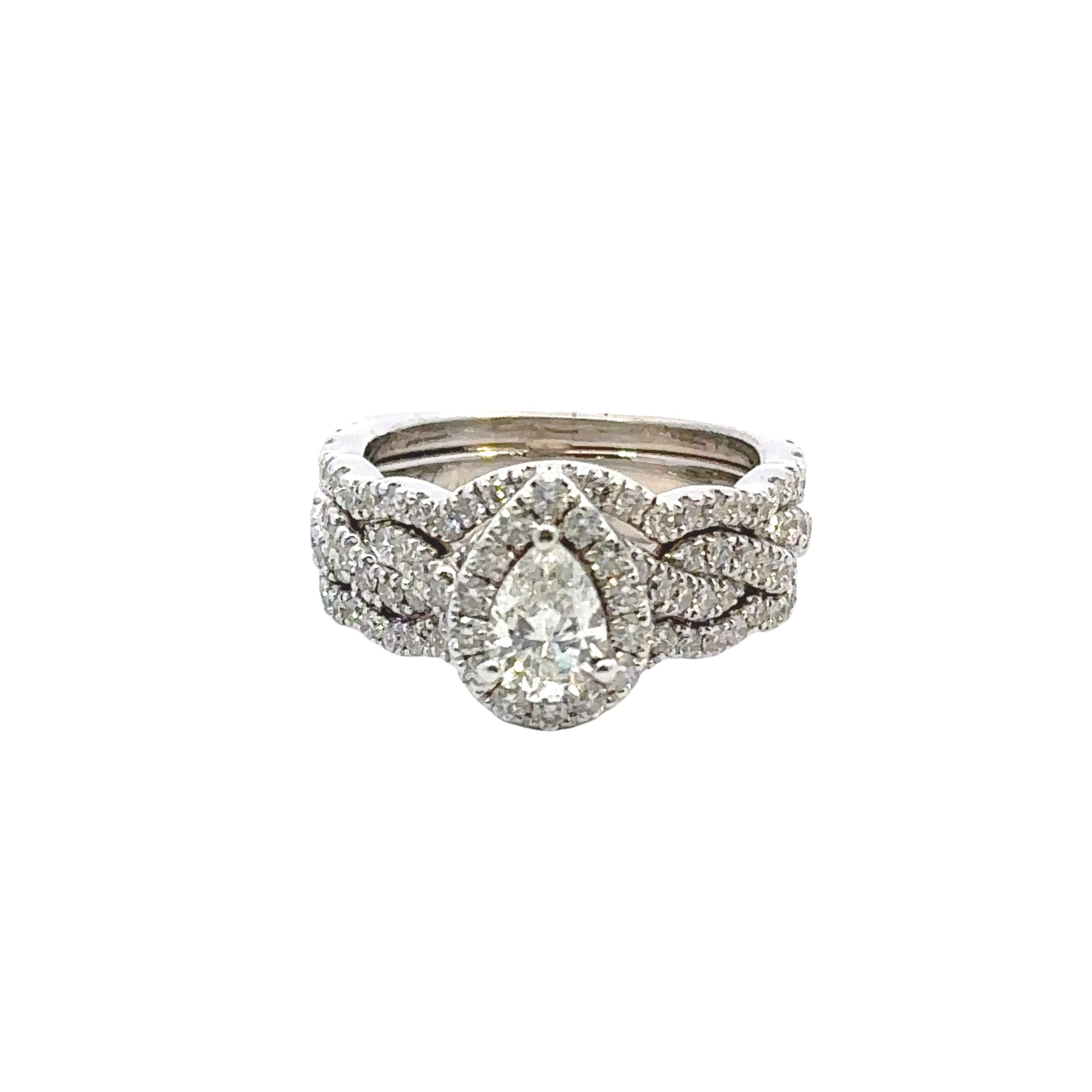 Estate Collection: 14K White Gold Neil Lane Diamond Engagment Ring With Mtaching Bands