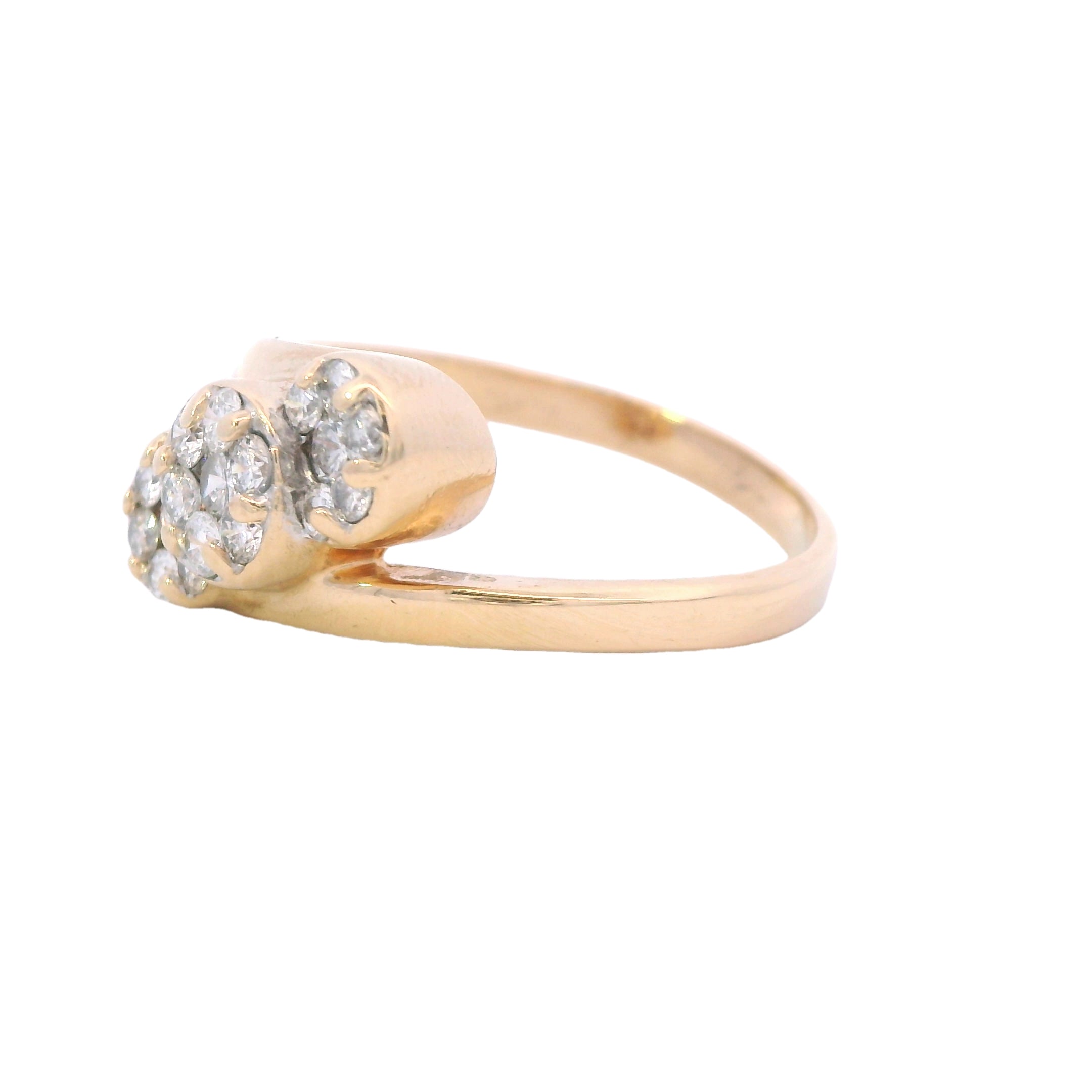 Estate Collection: 14K Yellow Gold 3-Step Round Diamond Cluster Ring