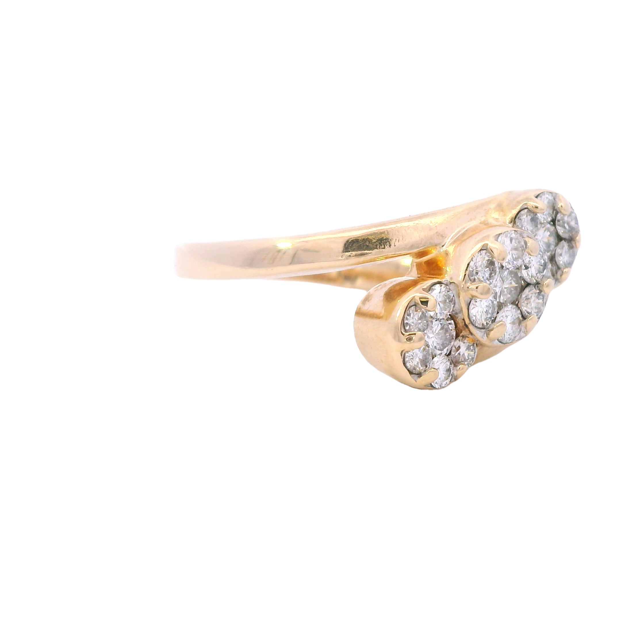 Estate Collection: 14K Yellow Gold 3-Step Round Diamond Cluster Ring