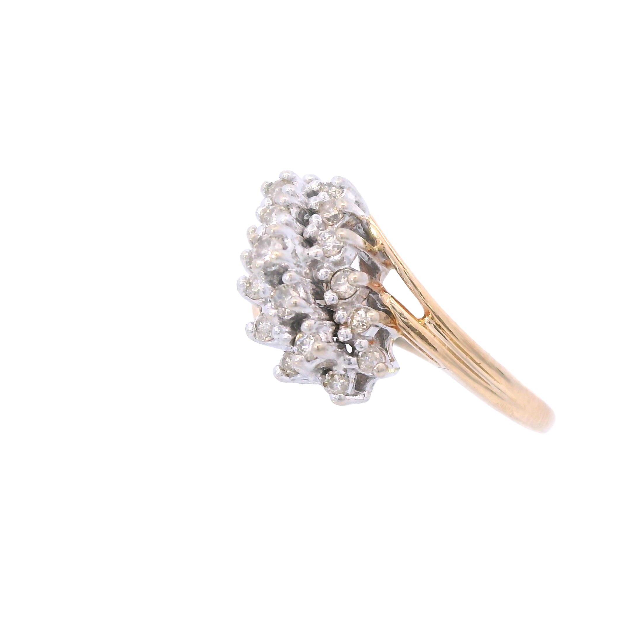 Estate Collection: 14K Yellow Gold Diamond Diagonal Cluster Ring