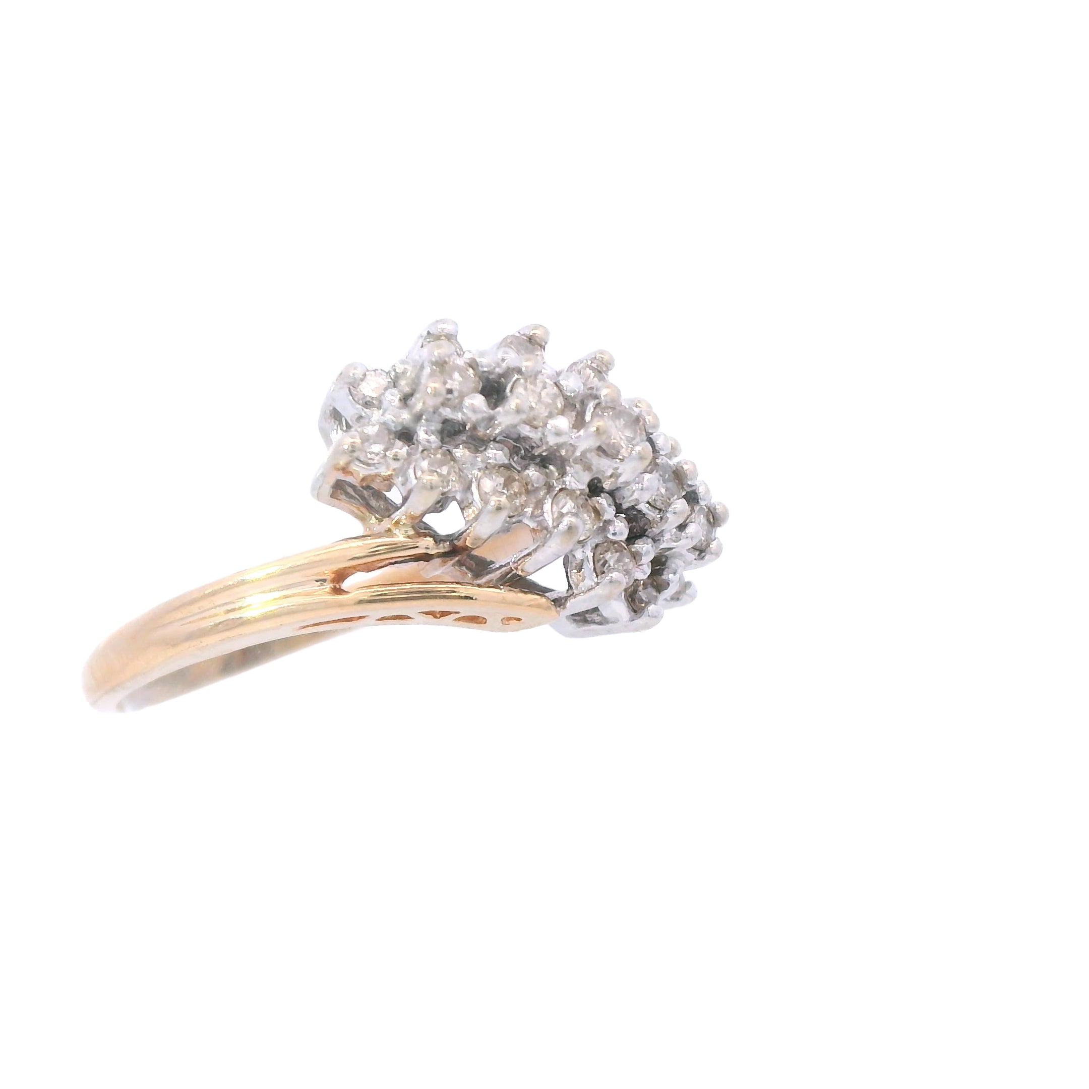 Estate Collection: 14K Yellow Gold Diamond Diagonal Cluster Ring