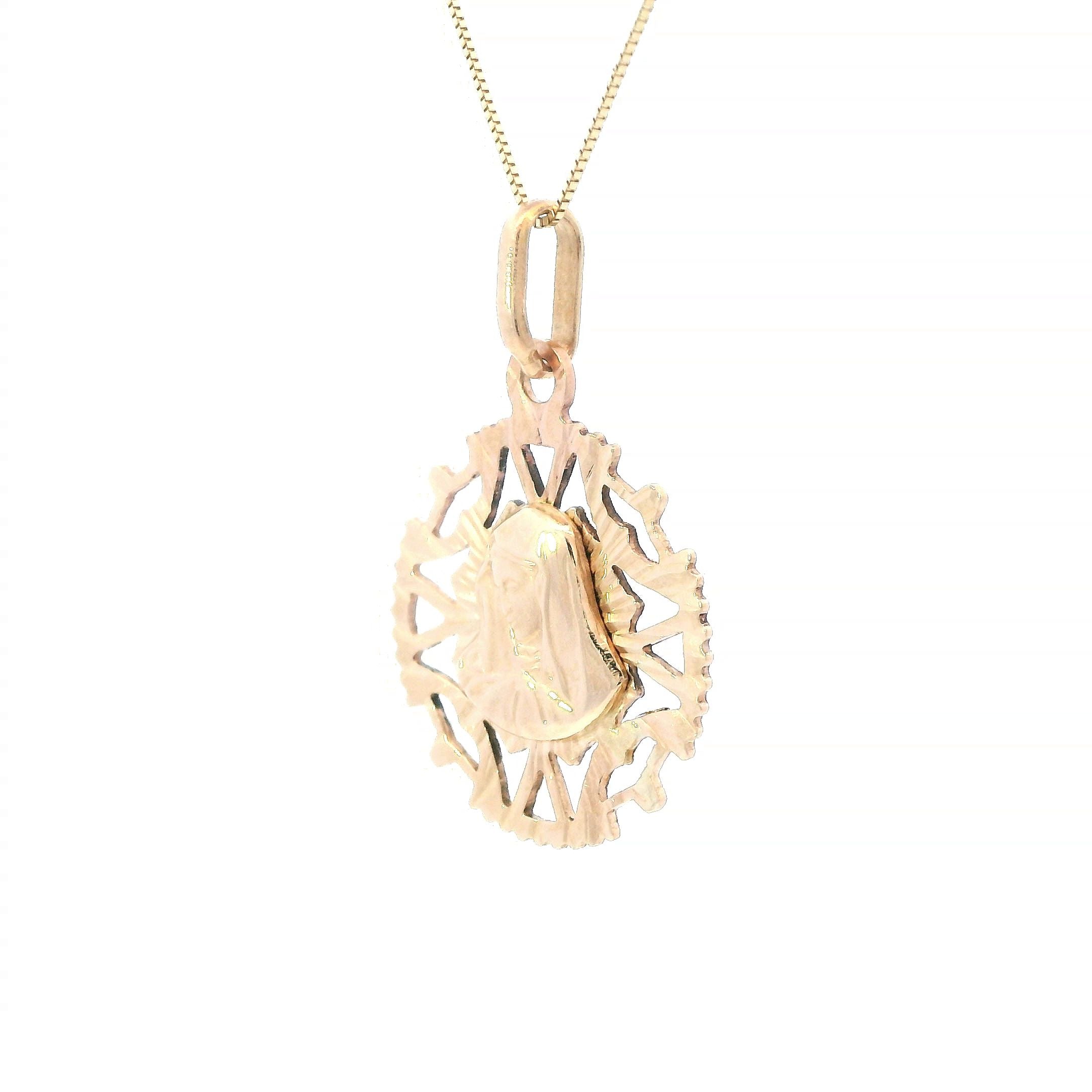 Estate Collection: 14K Yellow Gold Virgin Mary Pendant with Chain