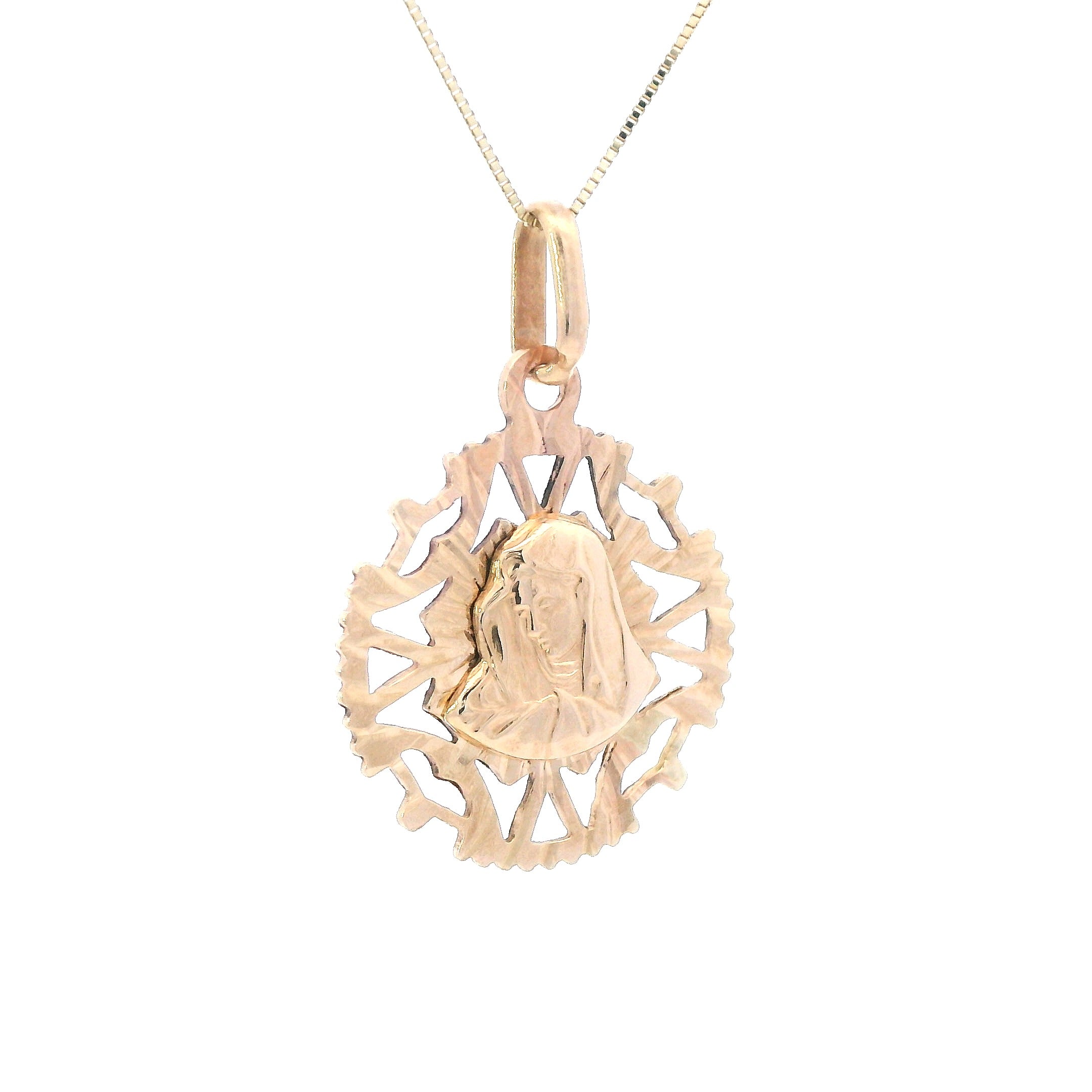 Estate Collection: 14K Yellow Gold Virgin Mary Pendant with Chain