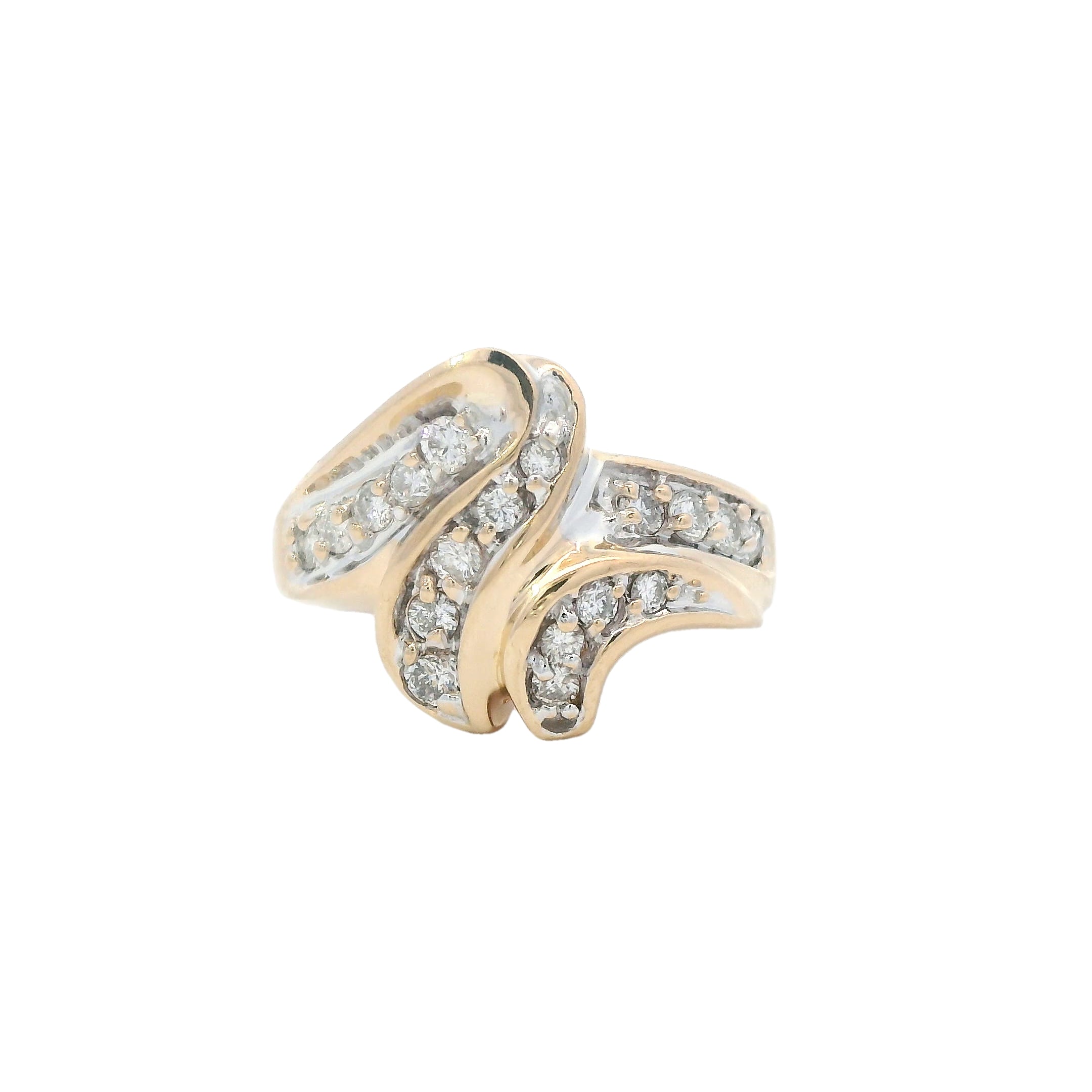 Estate Collection: 14K Yellow Gold Diamond Swirl Fashion Ring