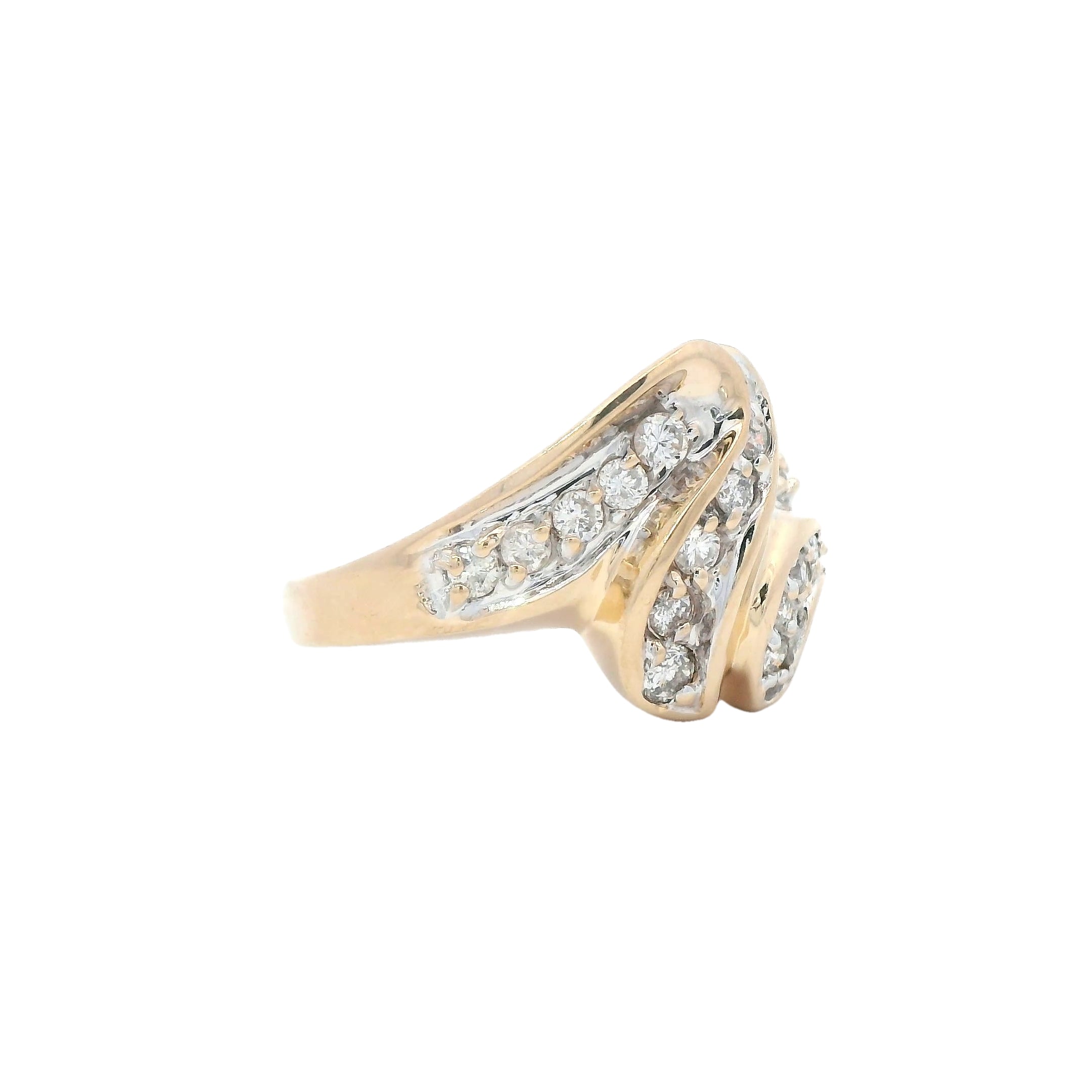 Estate Collection: 14K Yellow Gold Diamond Swirl Fashion Ring