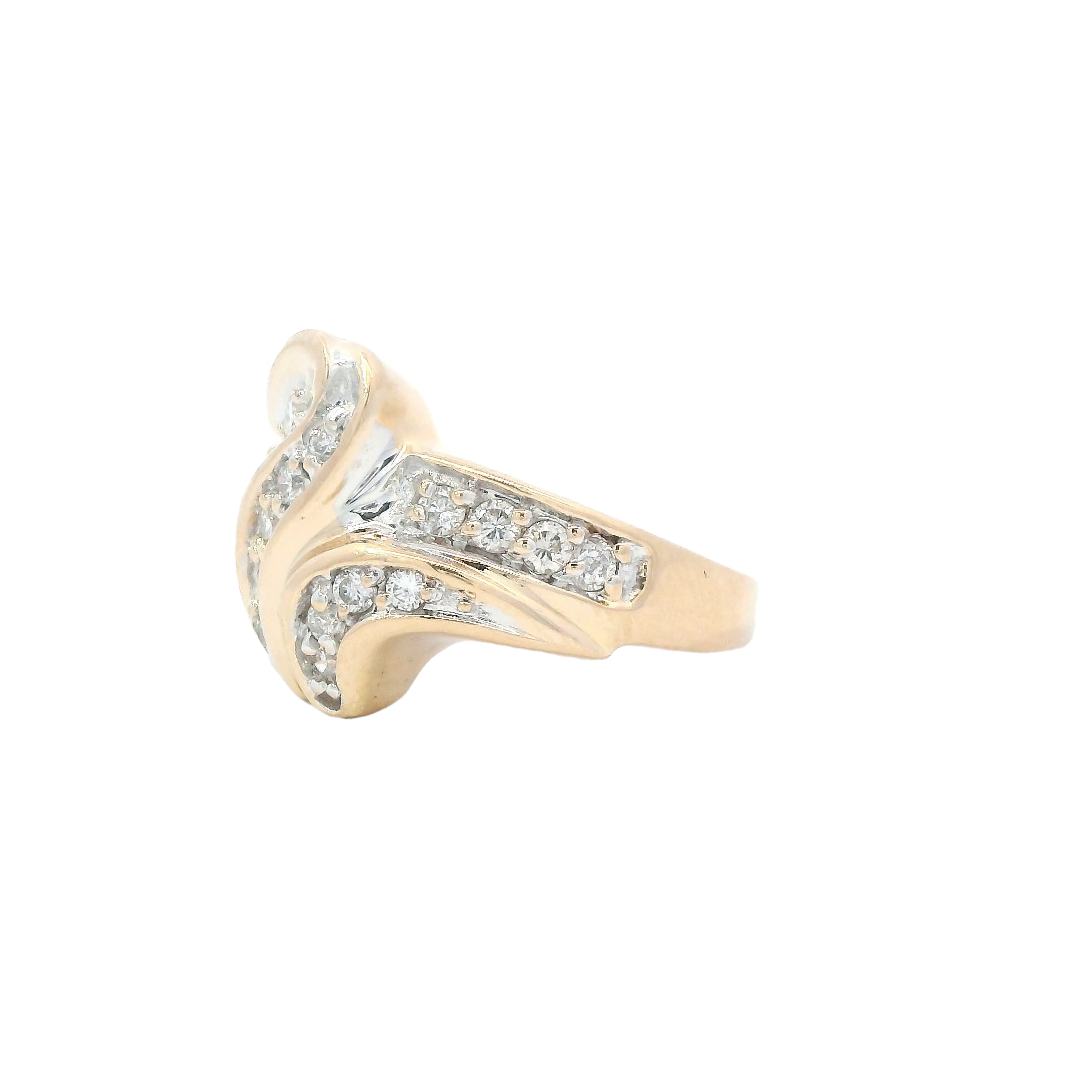 Estate Collection: 14K Yellow Gold Diamond Swirl Fashion Ring