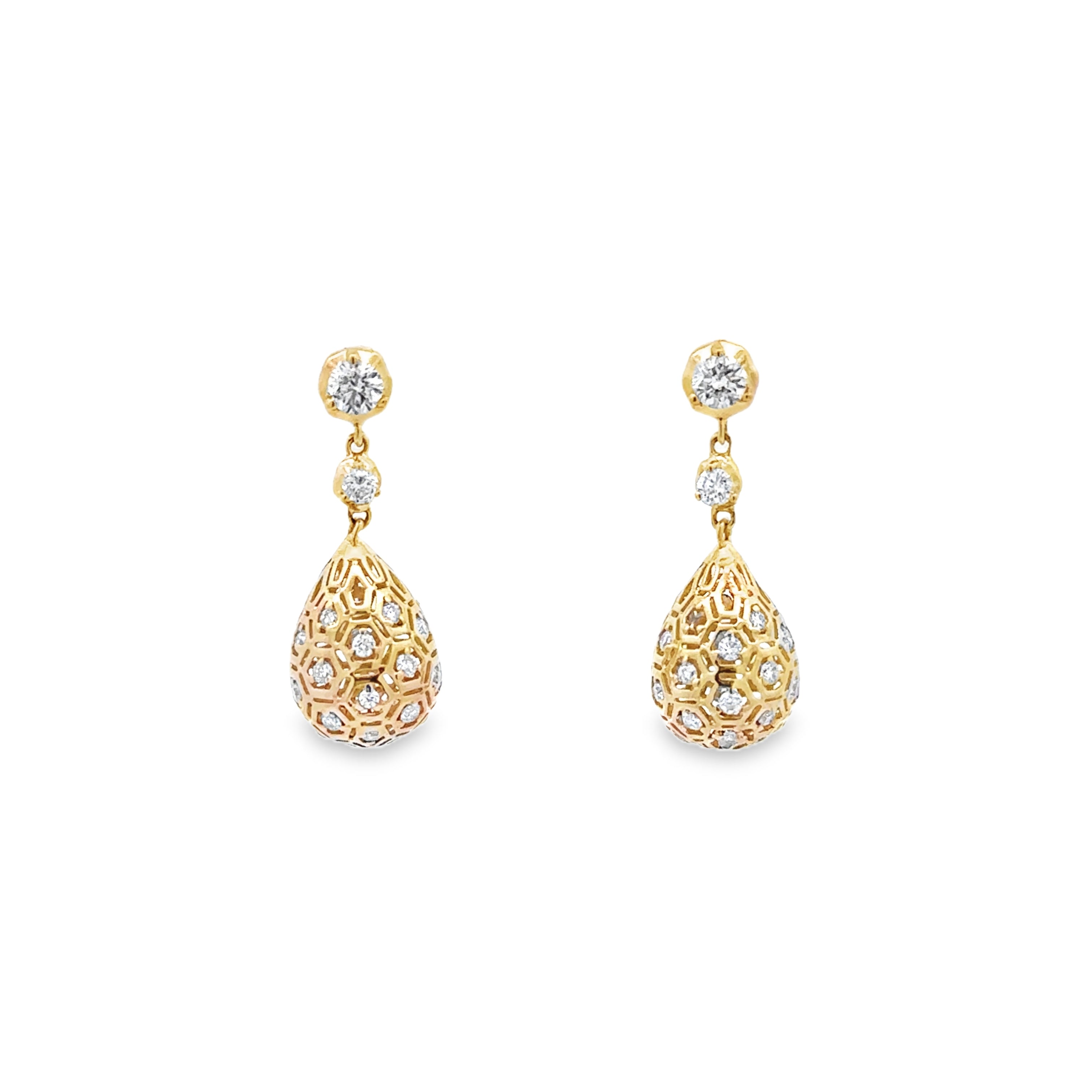 18K Yellow Gold 2.00 CT. Diamond Dangle Earrings