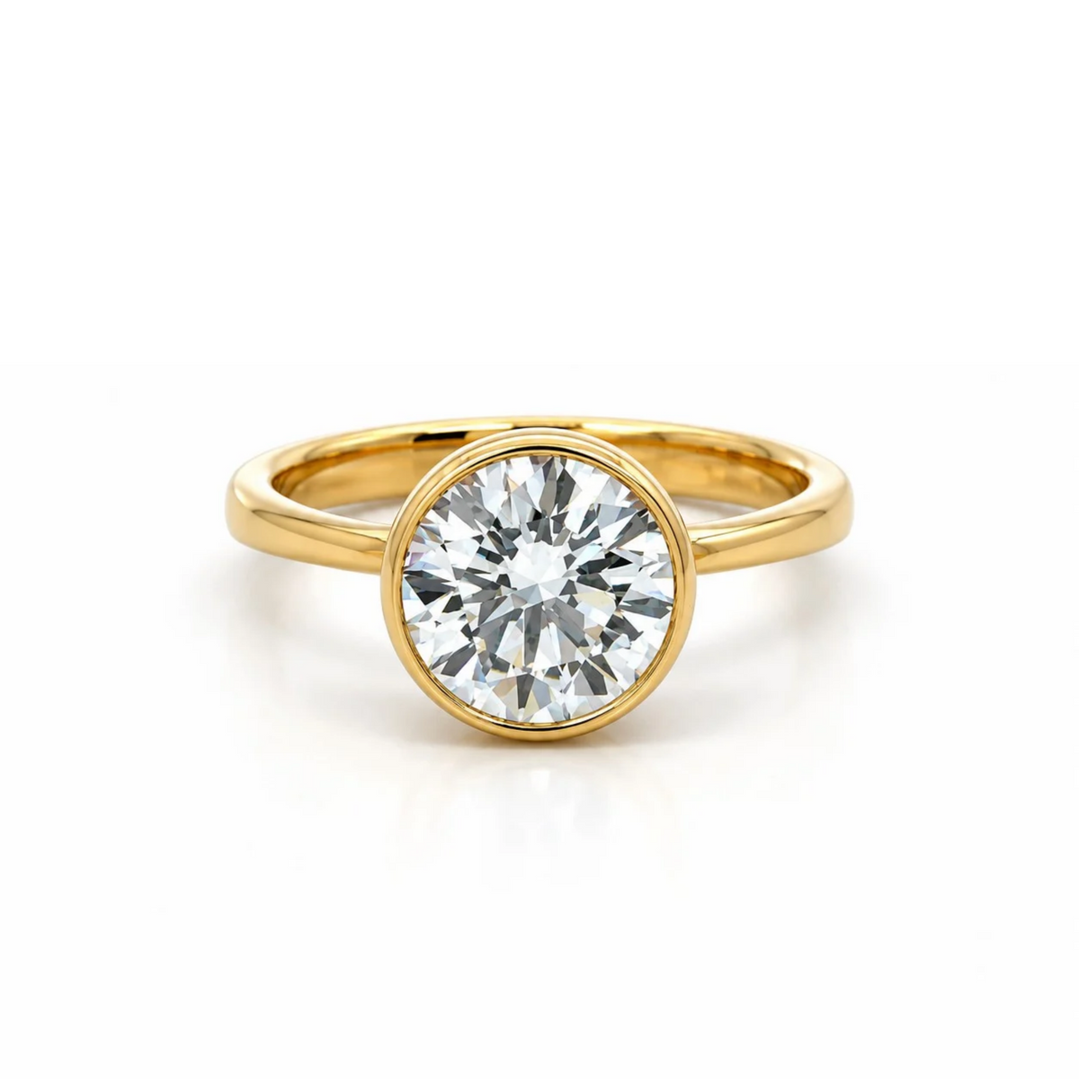 The "Elliana" — 14K Yellow Gold 2CT. Round Bezel-Set Lab-Grown Diamond Engagement Ring