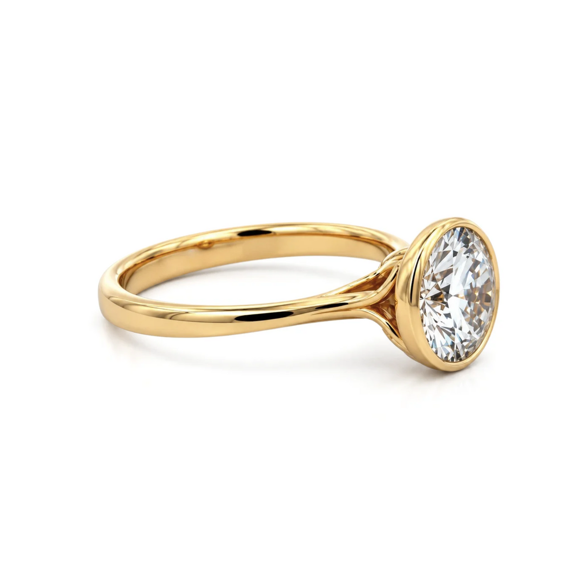 The "Elliana" — 14K Yellow Gold 2CT. Round Bezel-Set Lab-Grown Diamond Engagement Ring